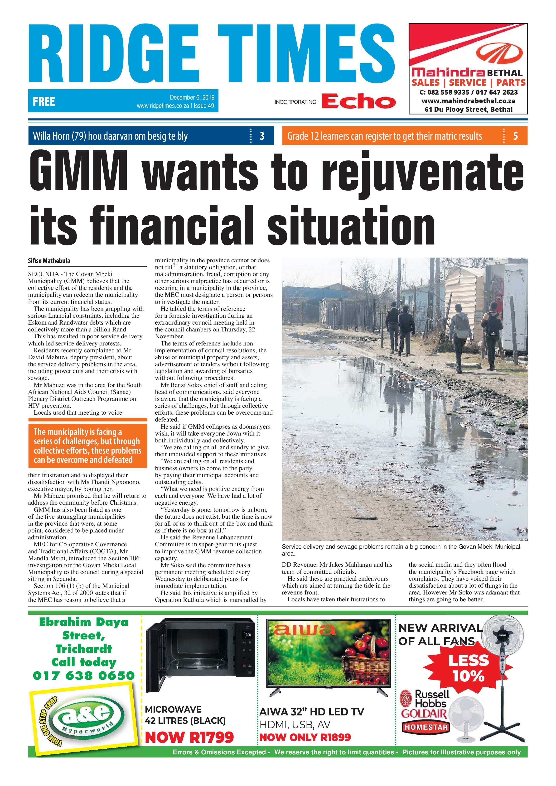 Ridge Times 6 December 2019 page 1