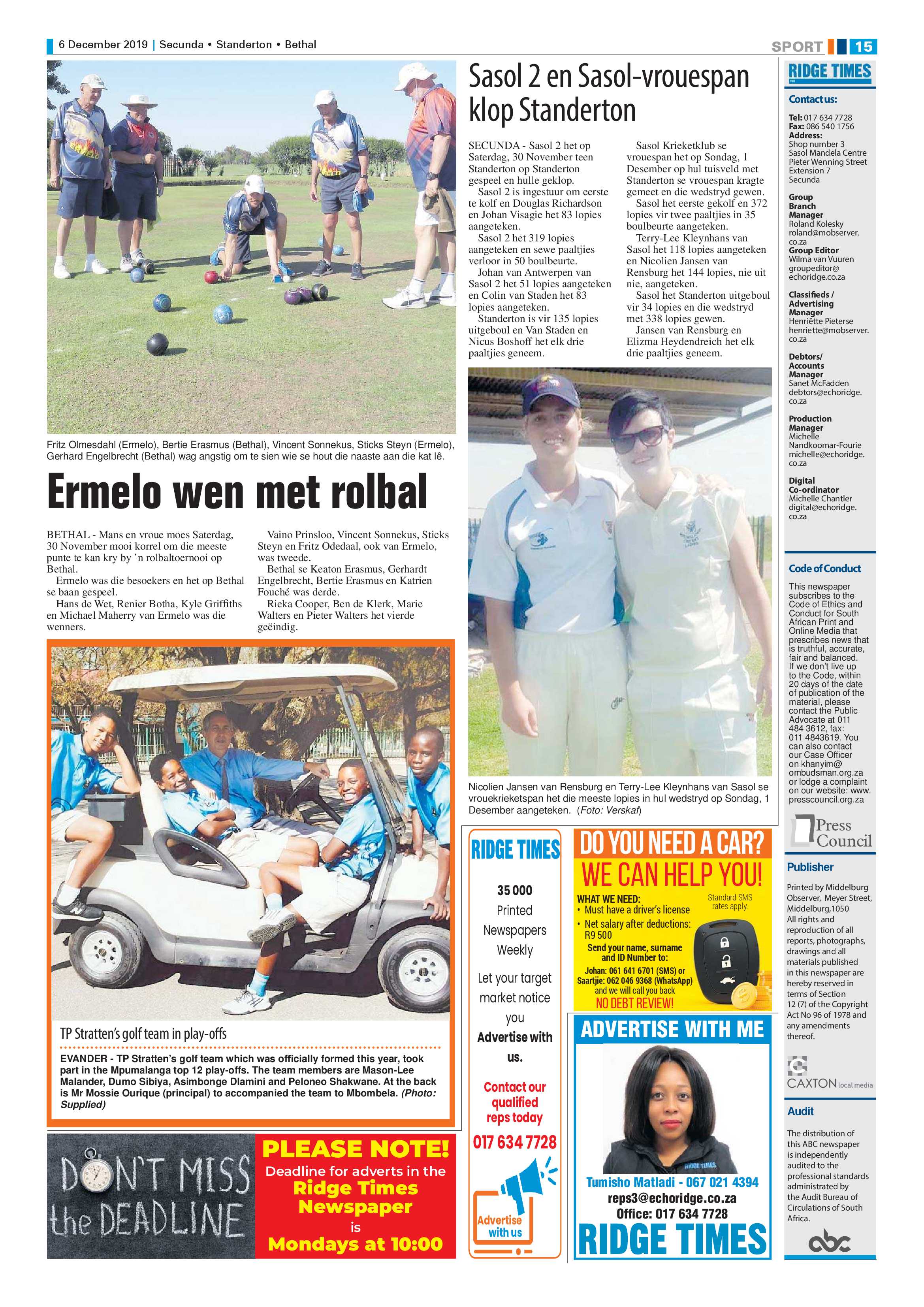 Ridge Times 6 December 2019 page 15