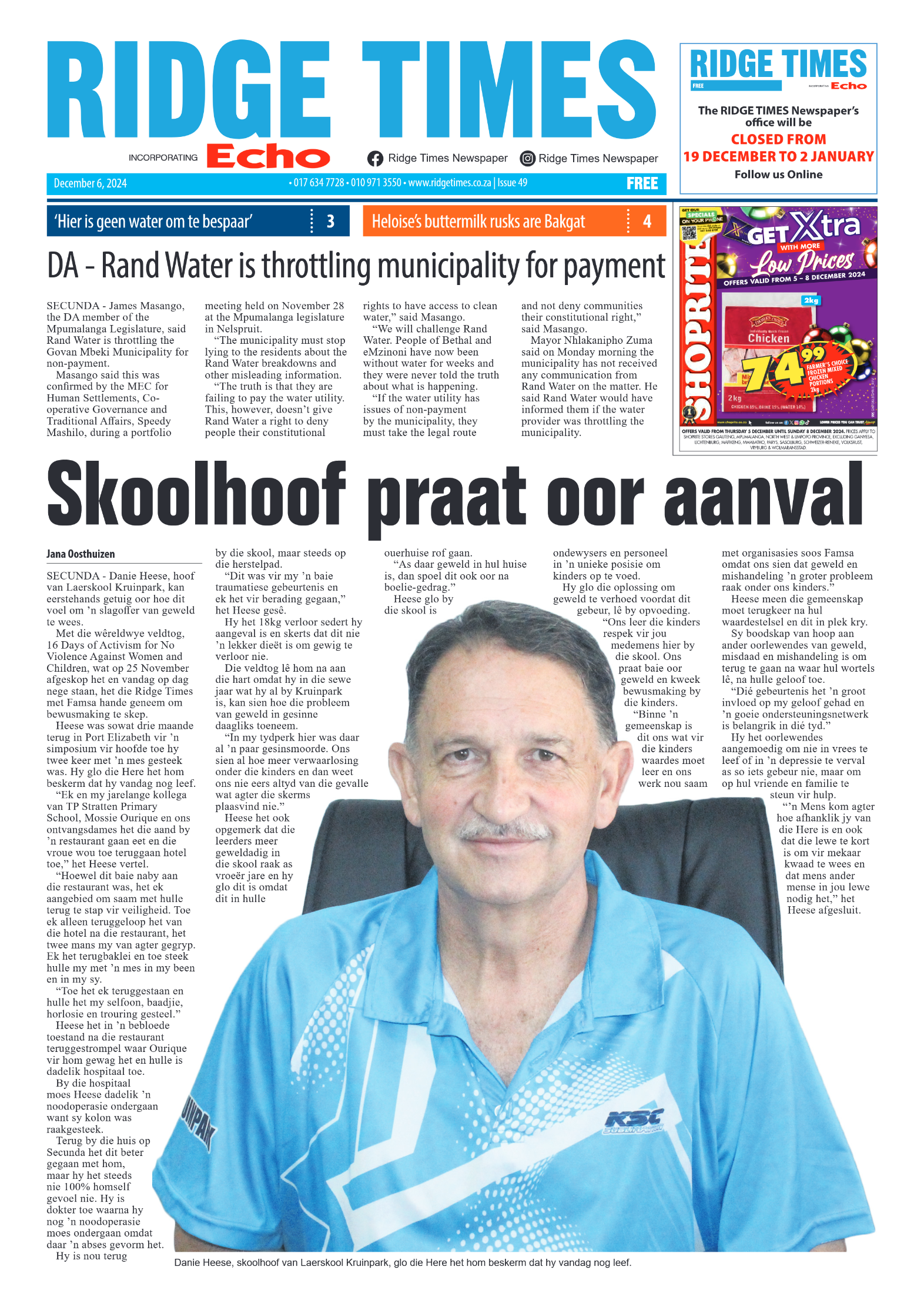 Ridge Times 6 December 2024 page 1