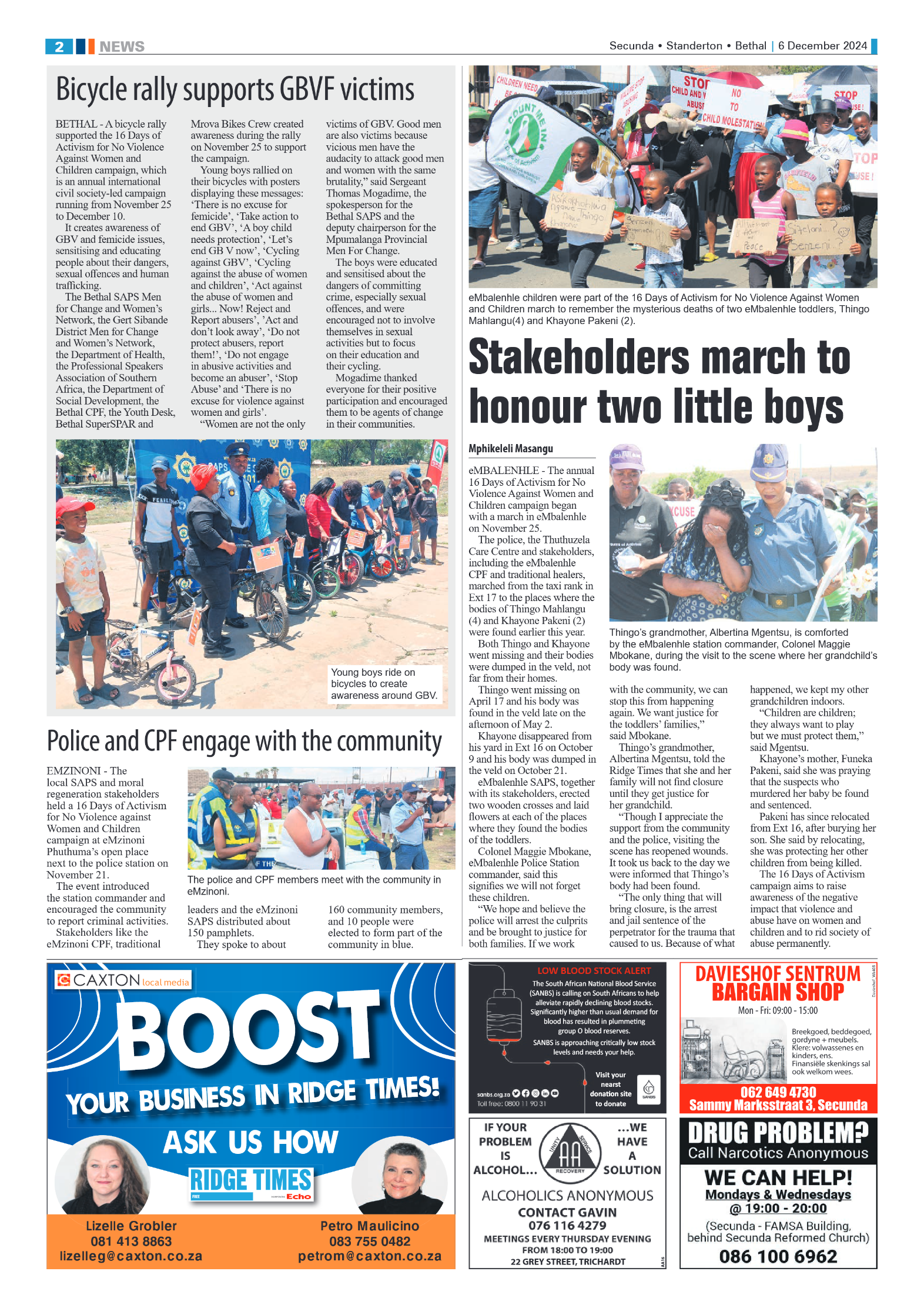 Ridge Times 6 December 2024 page 2