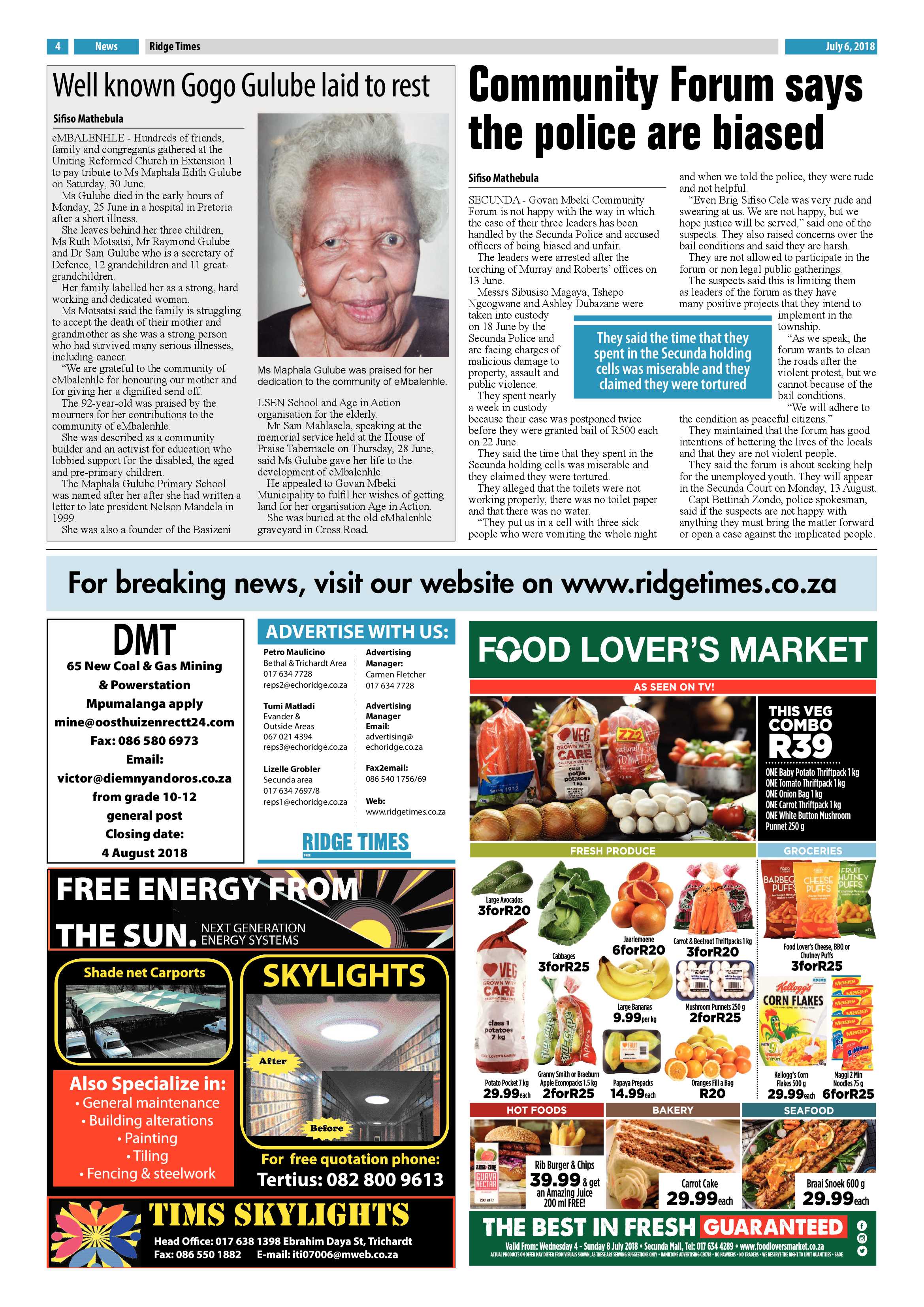 Ridge Times 6 July 2018 page 4