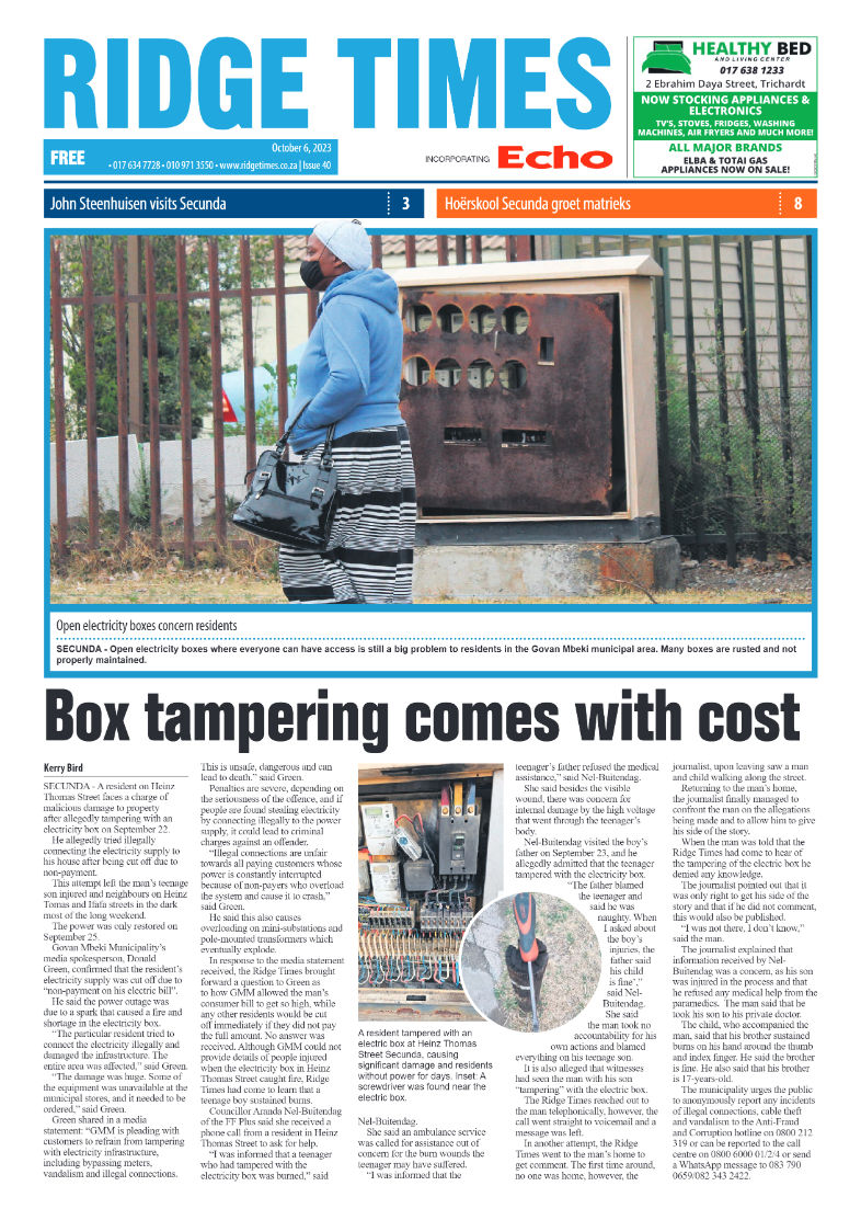 Ridge Times 6 October 2023 page 1