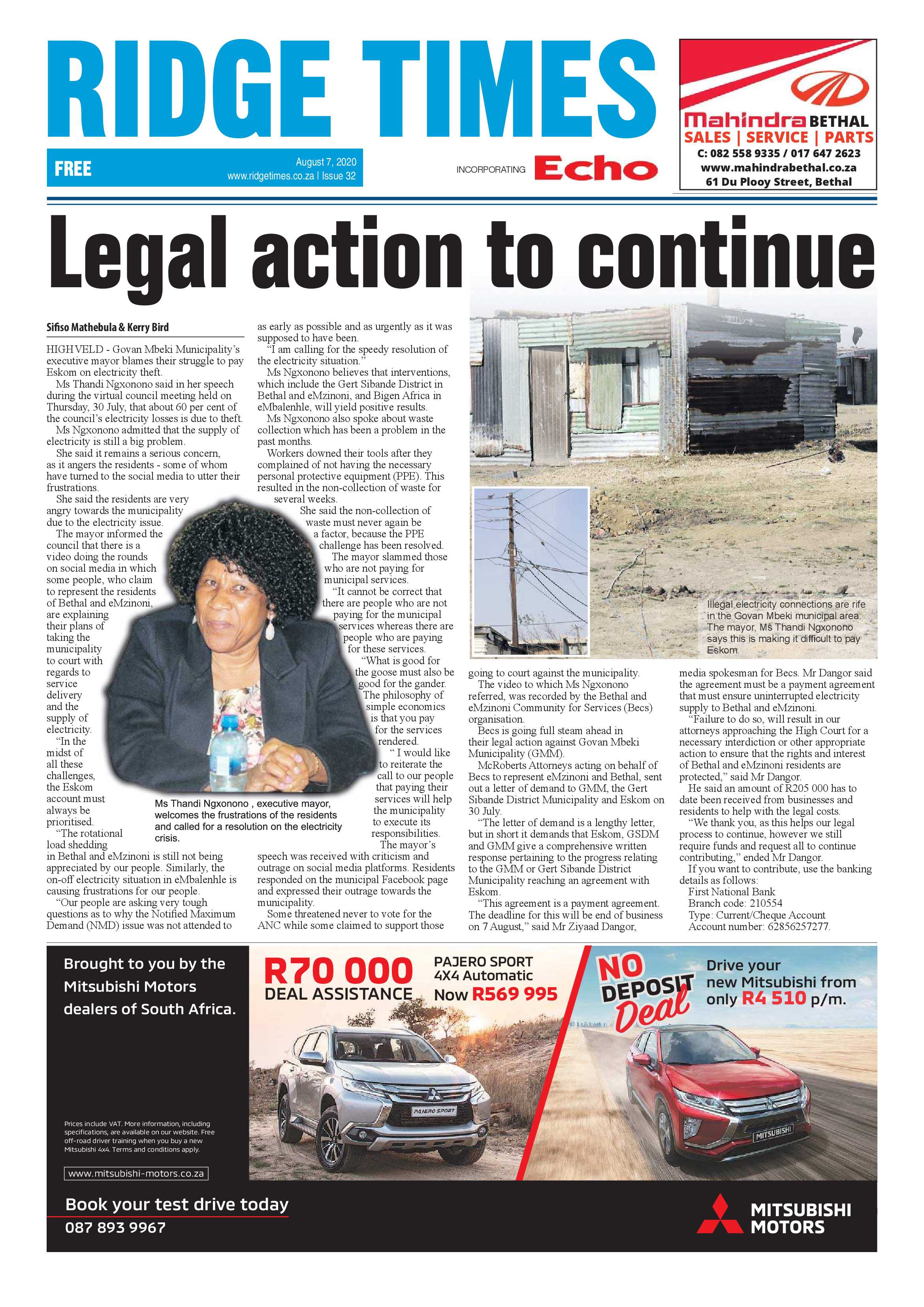 Ridge Times 7 August 2020 page 1