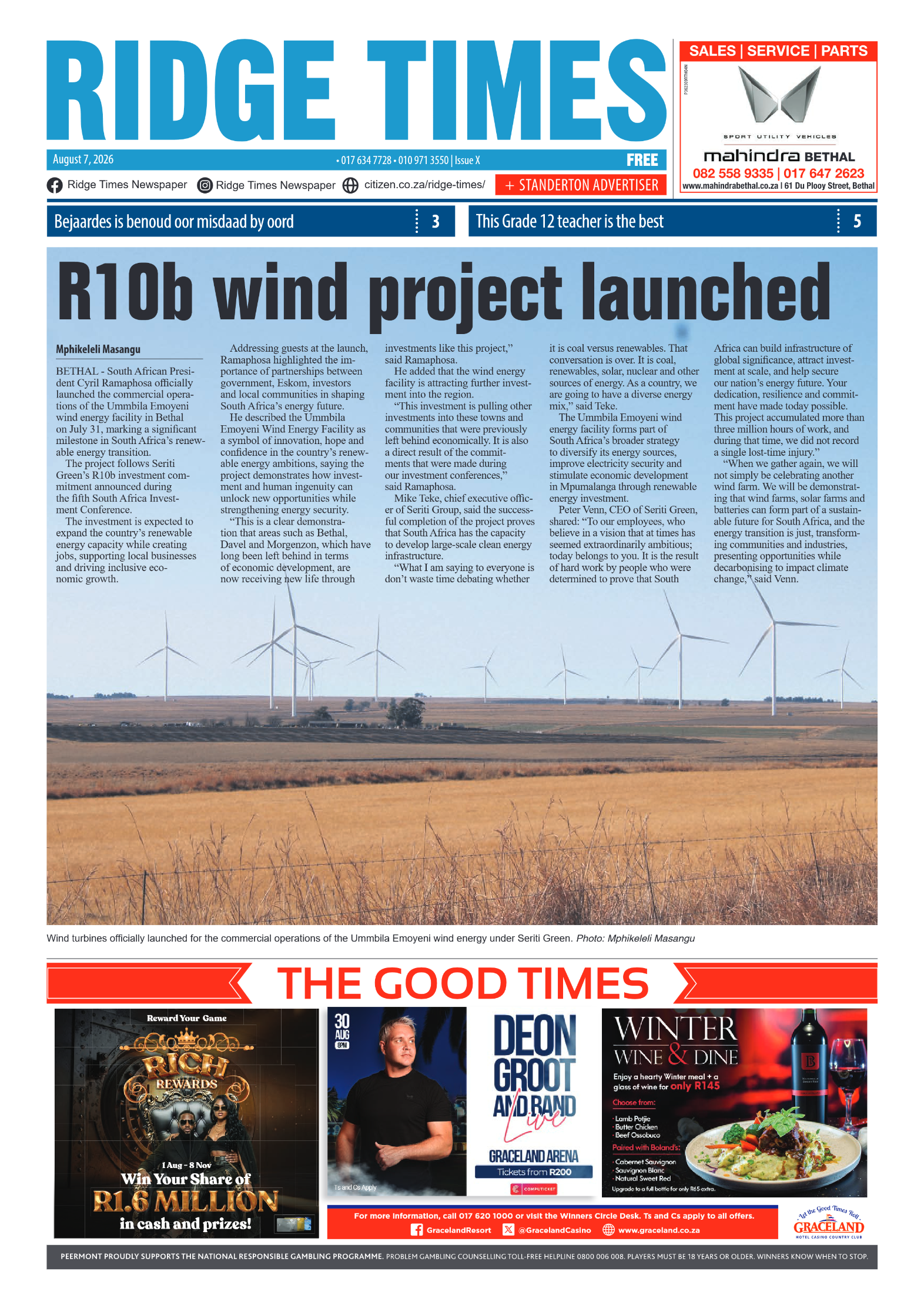 Ridge Times 7 August 2026 page 1