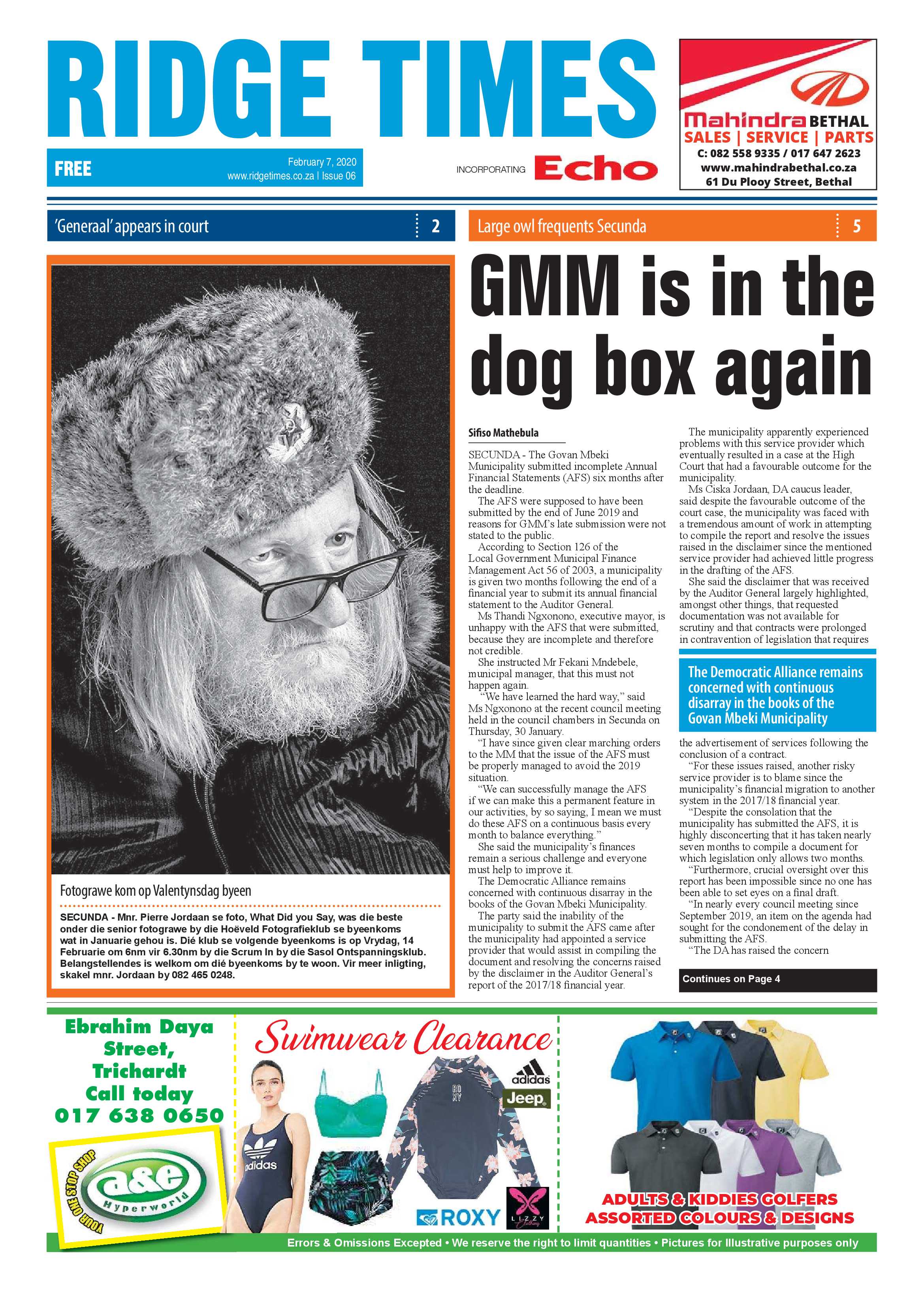 Ridge Times 7 February 2020 page 1