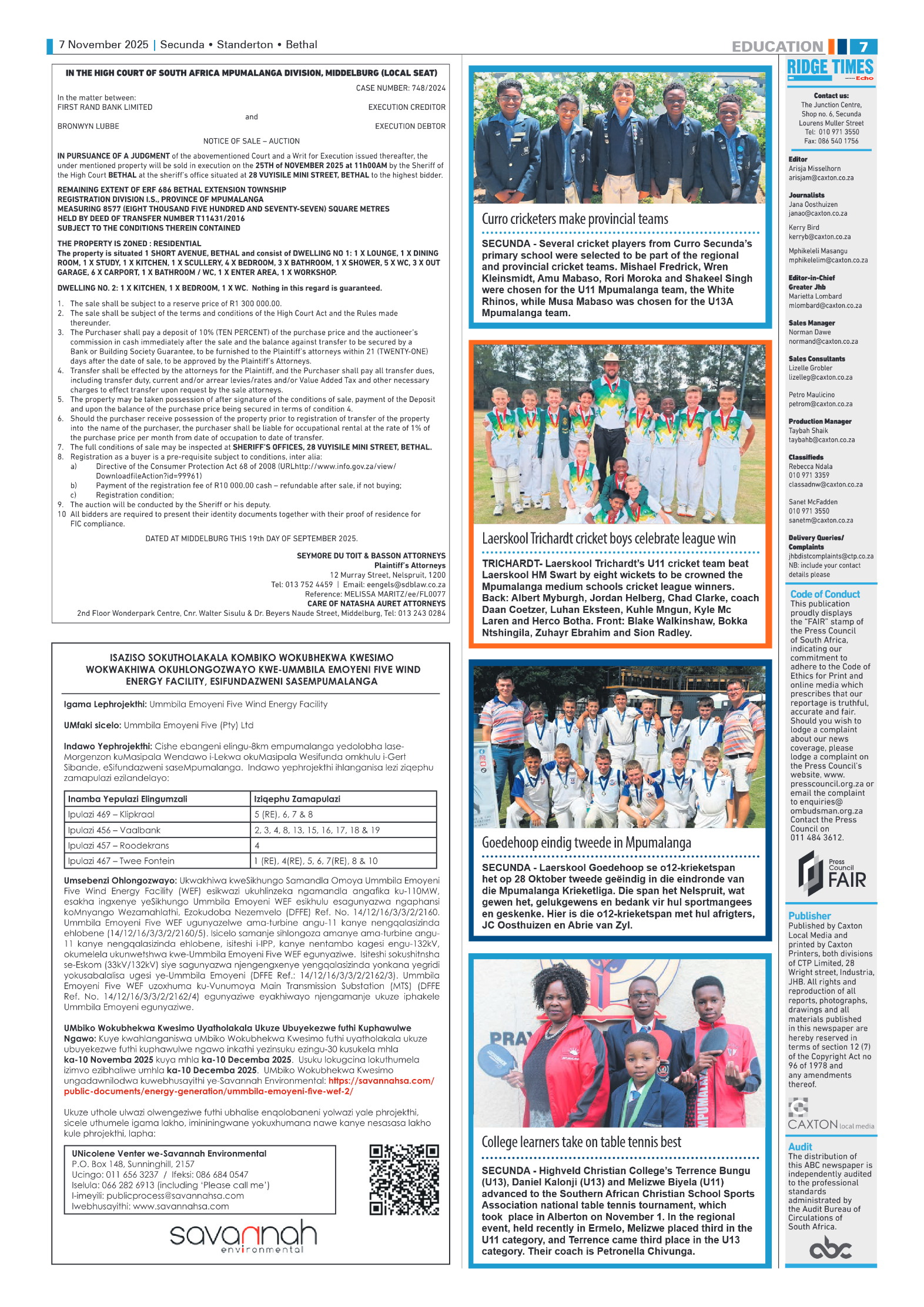 Ridge Times 7 November 2025 page 7