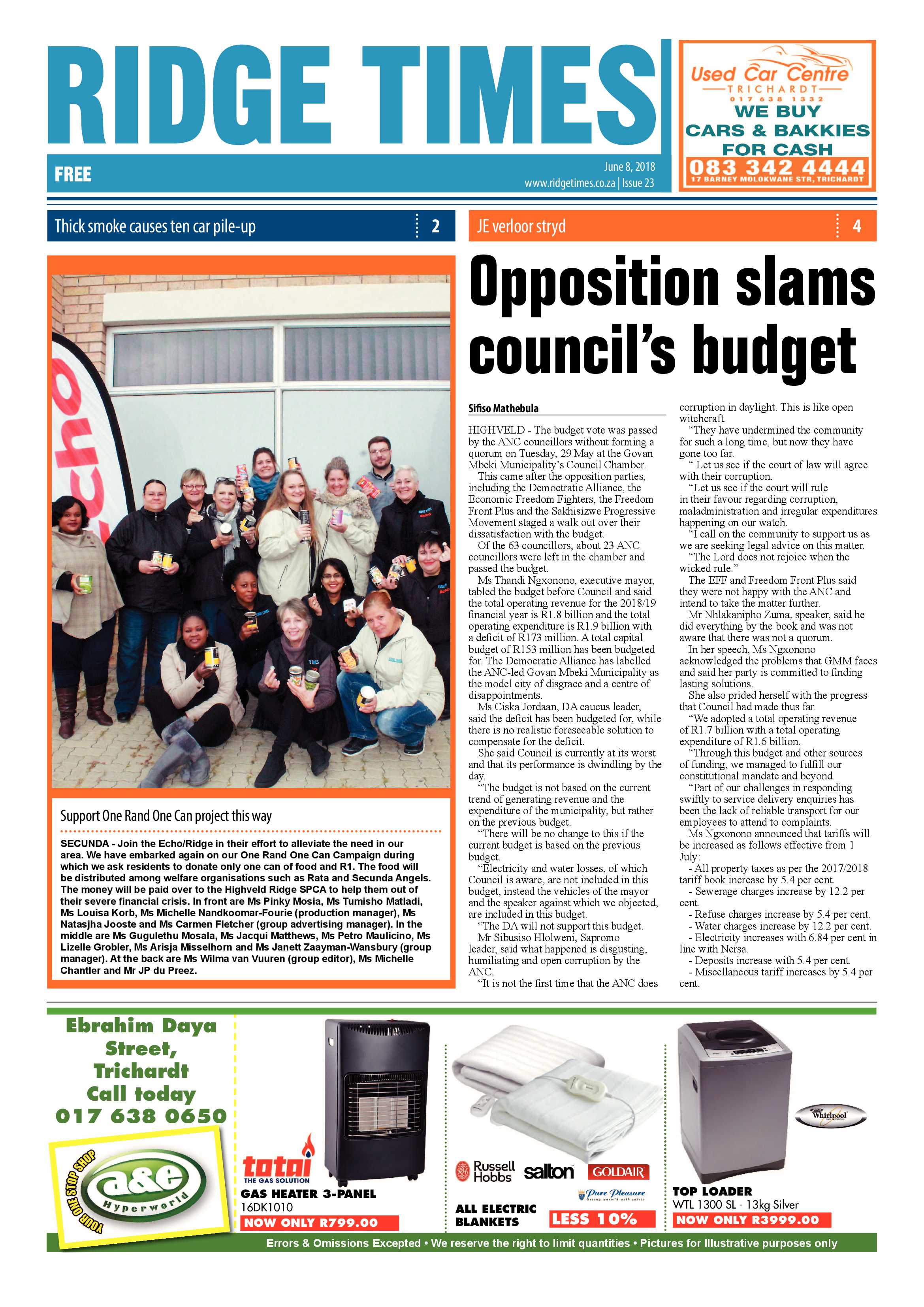 Ridge Times 8 June 2018 page 1