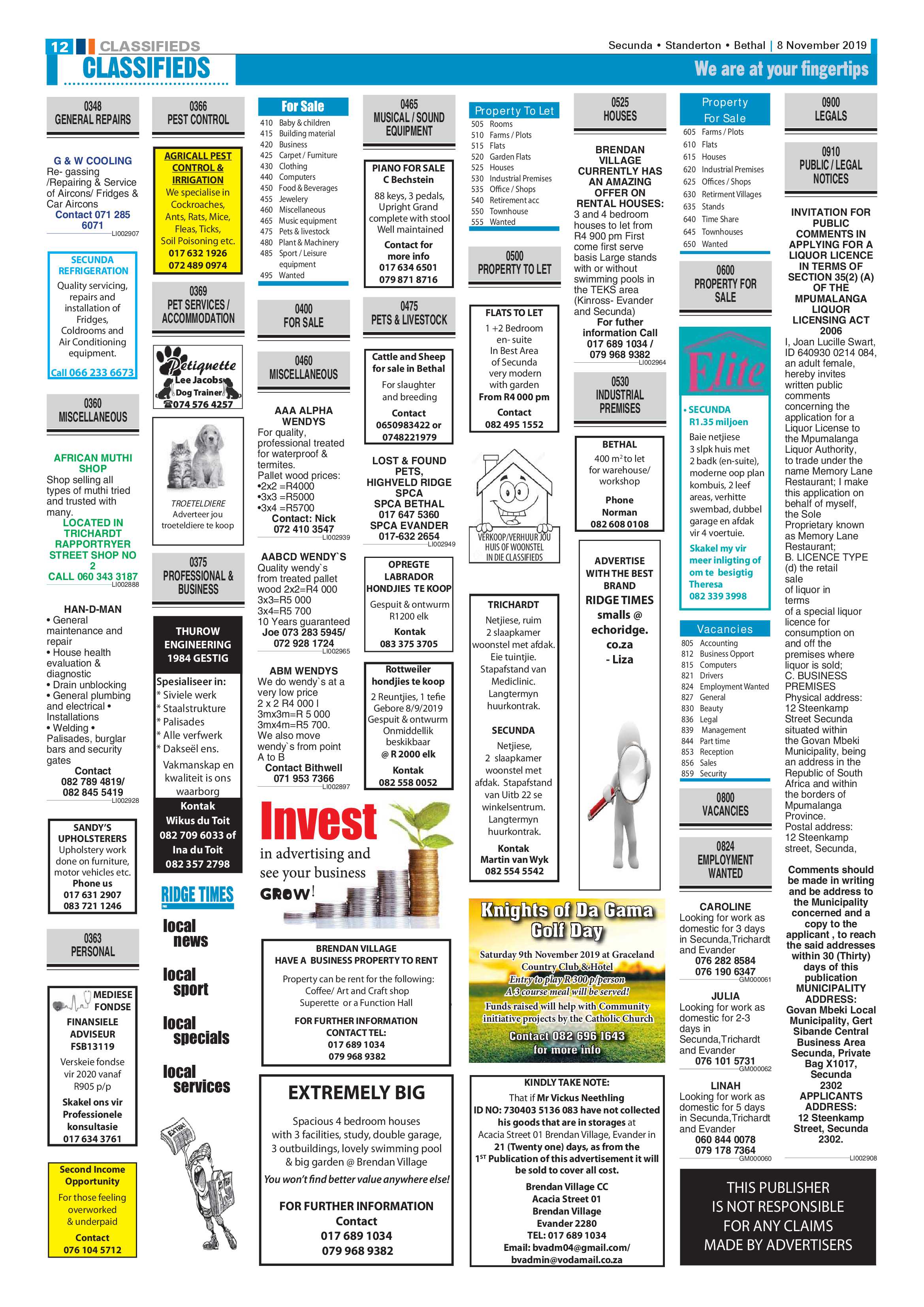 Ridge Times 8 November 2019 page 12