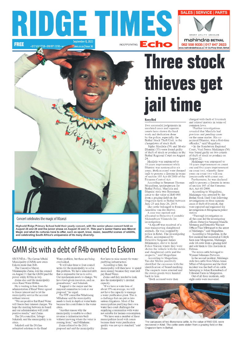 Ridge Times 8 September 2023 page 1