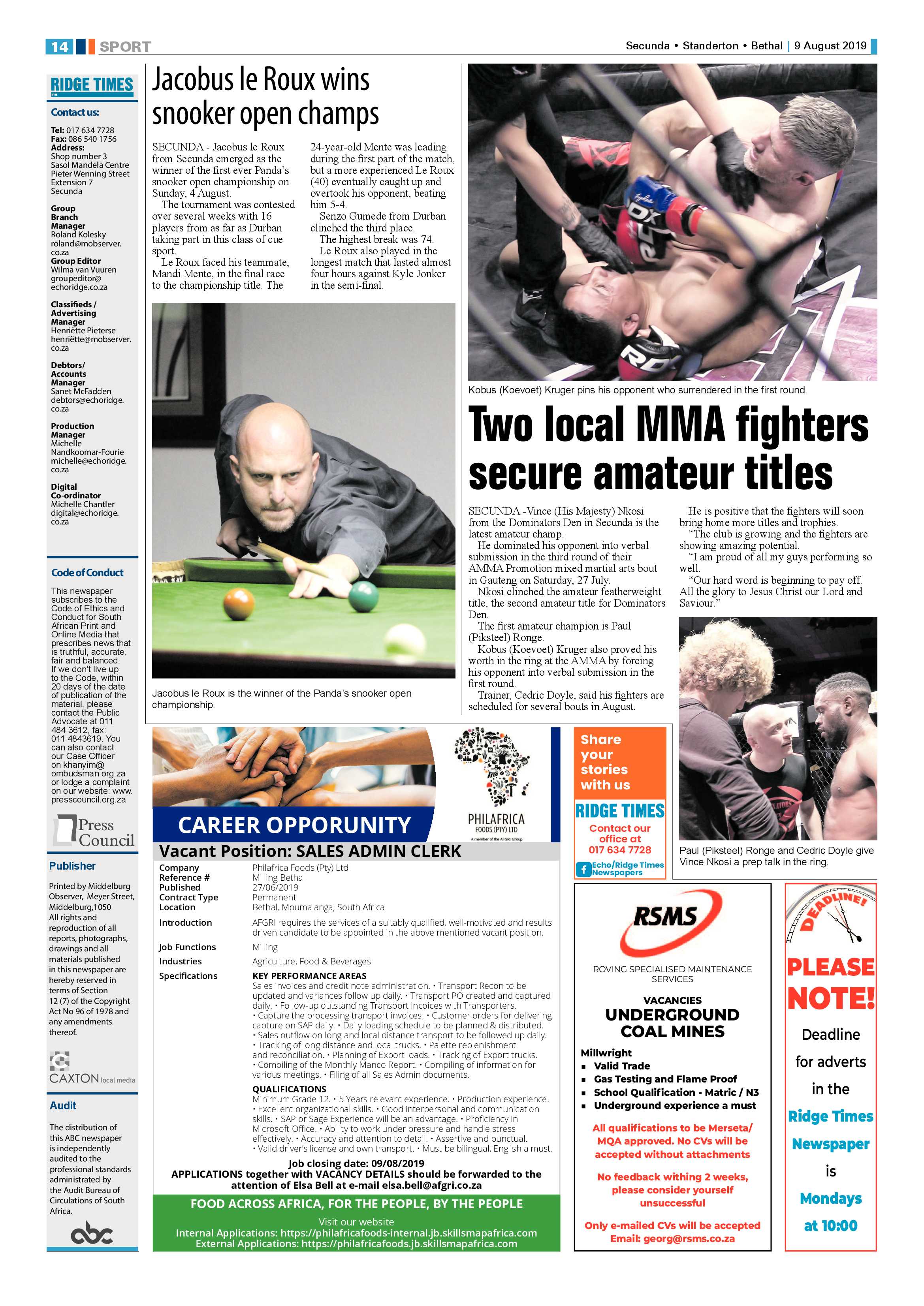 Ridge Times 9 August 2019 page 14