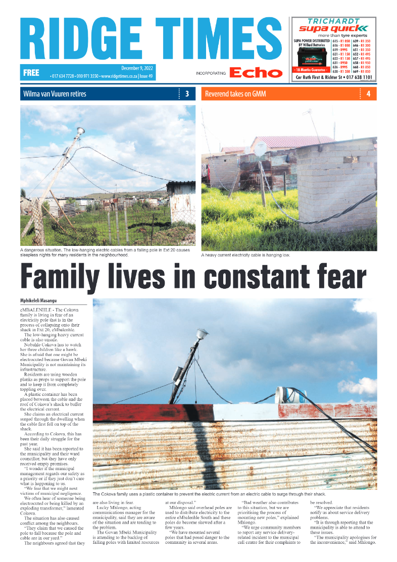 Ridge Times 9 Dec 2022 page 1