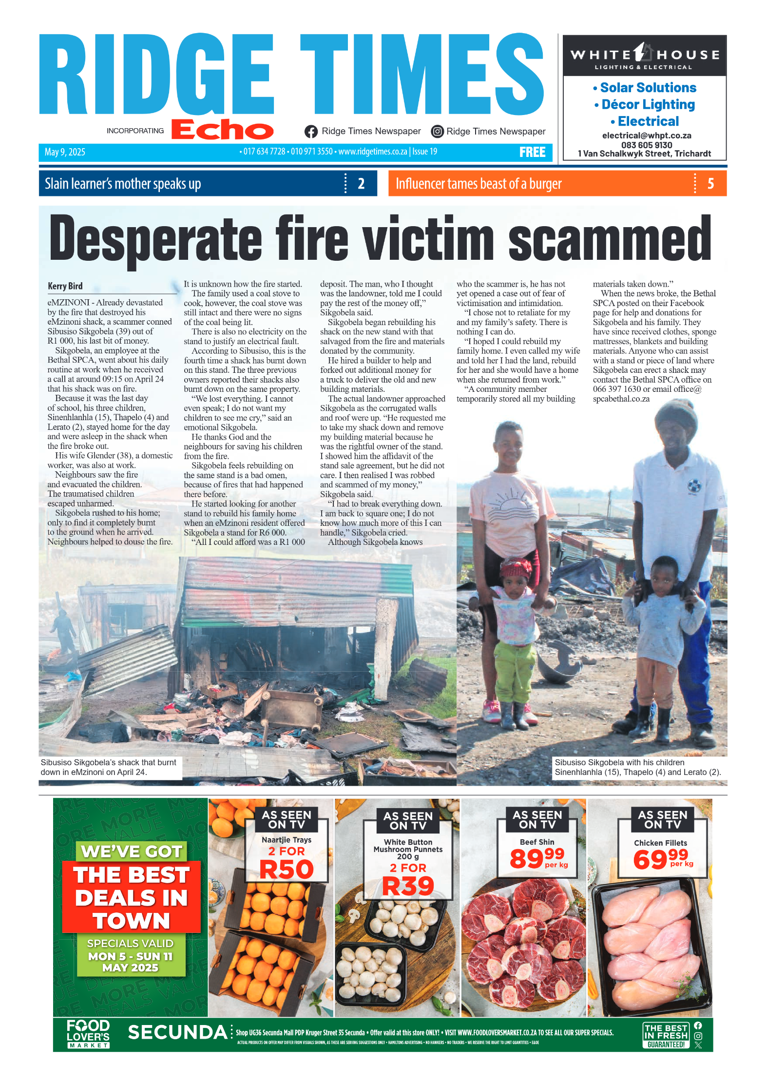 Ridge Times 9 May 2025 page 1