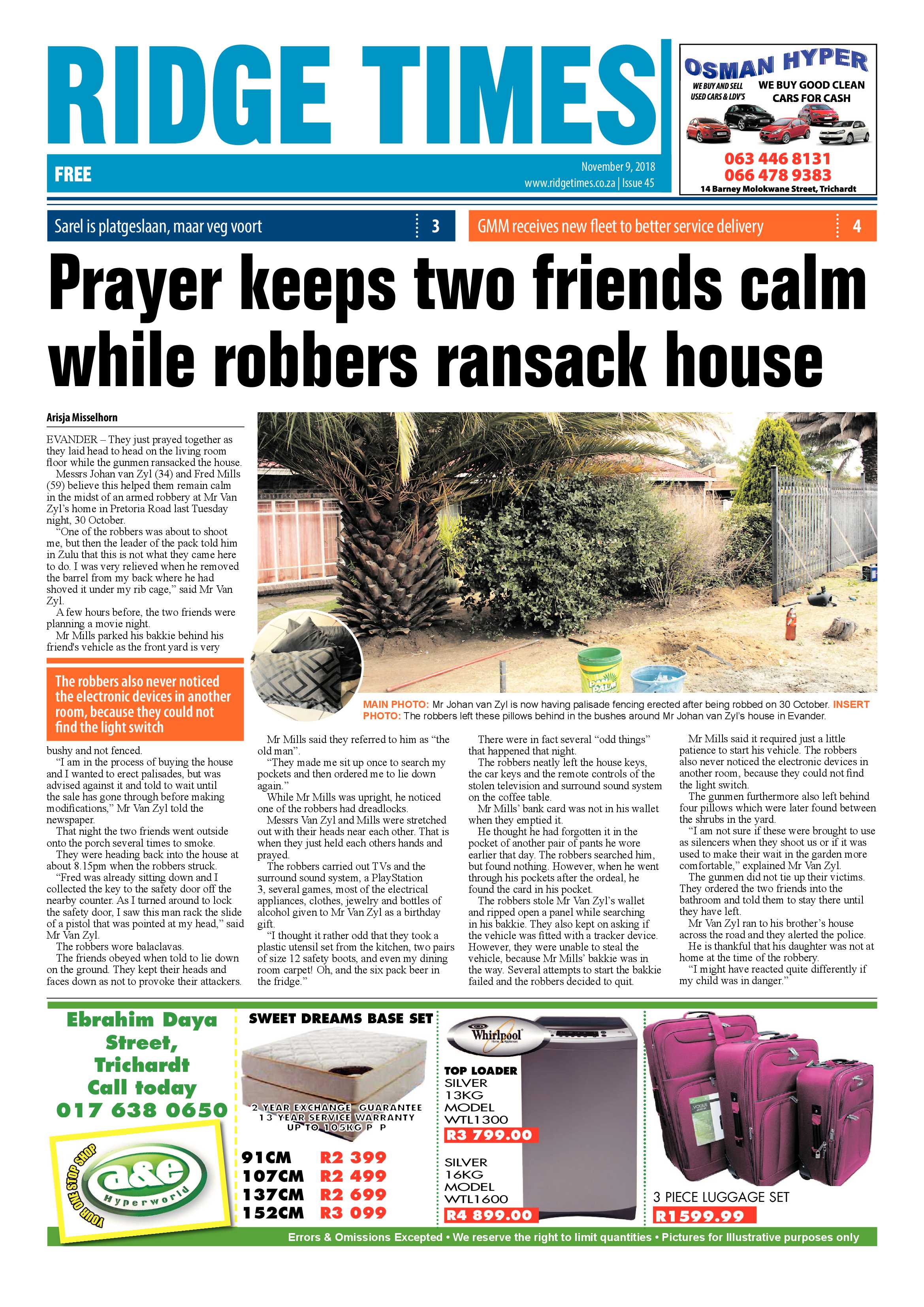 Ridge Times 9 November 2018 page 1