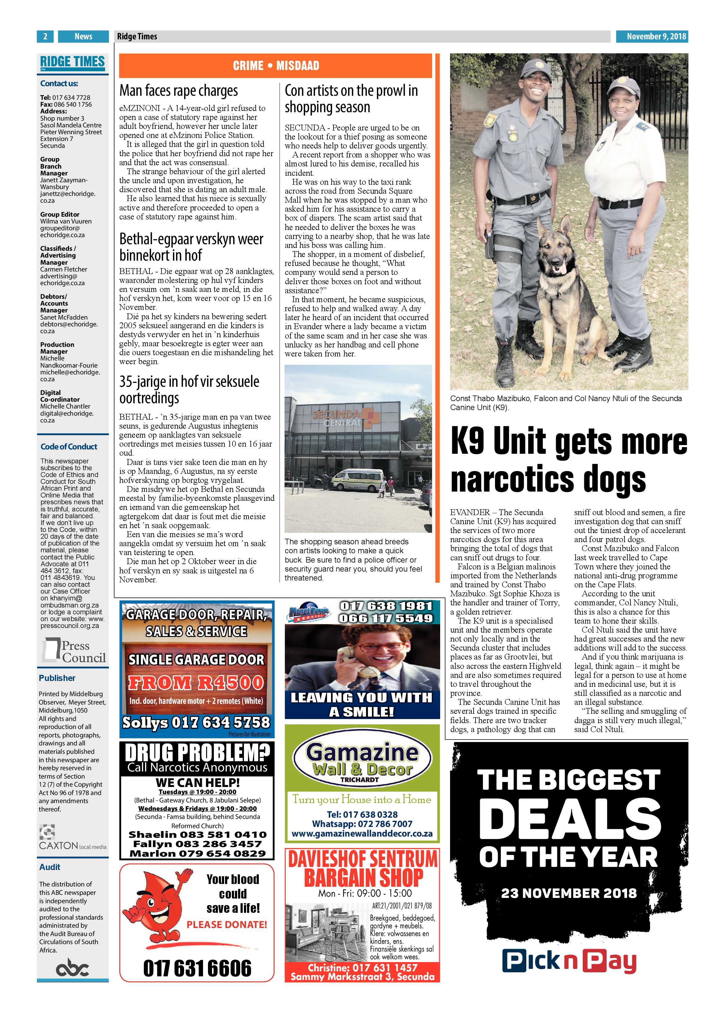 Ridge Times 9 November 2018 page 2