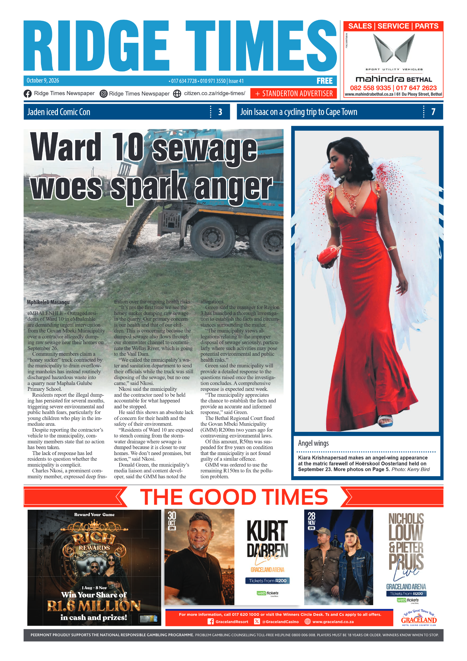 Ridge Times 9 October 2026 page 1