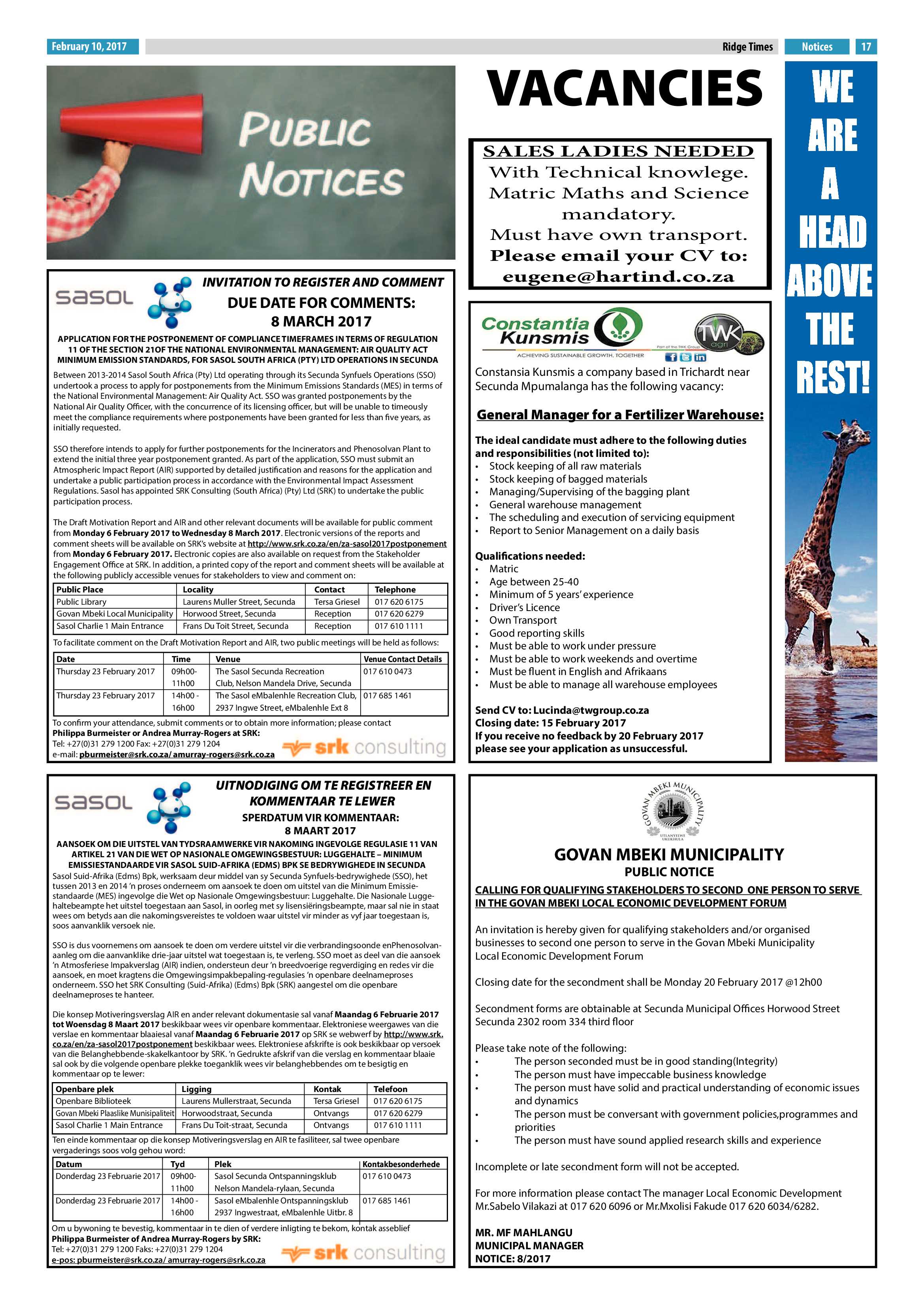 Ridge Times, 10 February 2017 page 17
