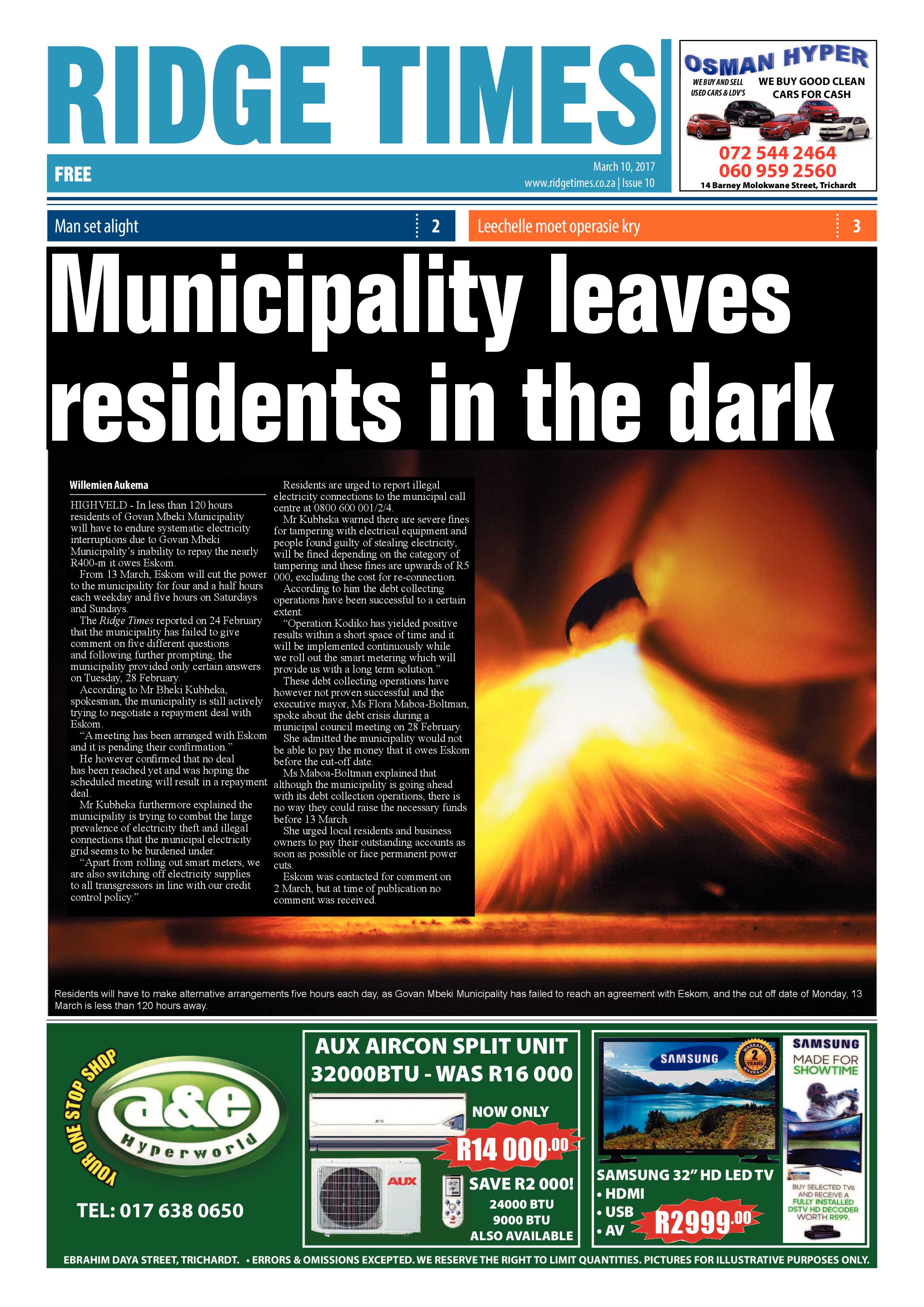 Ridge Times, 10 March 2017 page 1