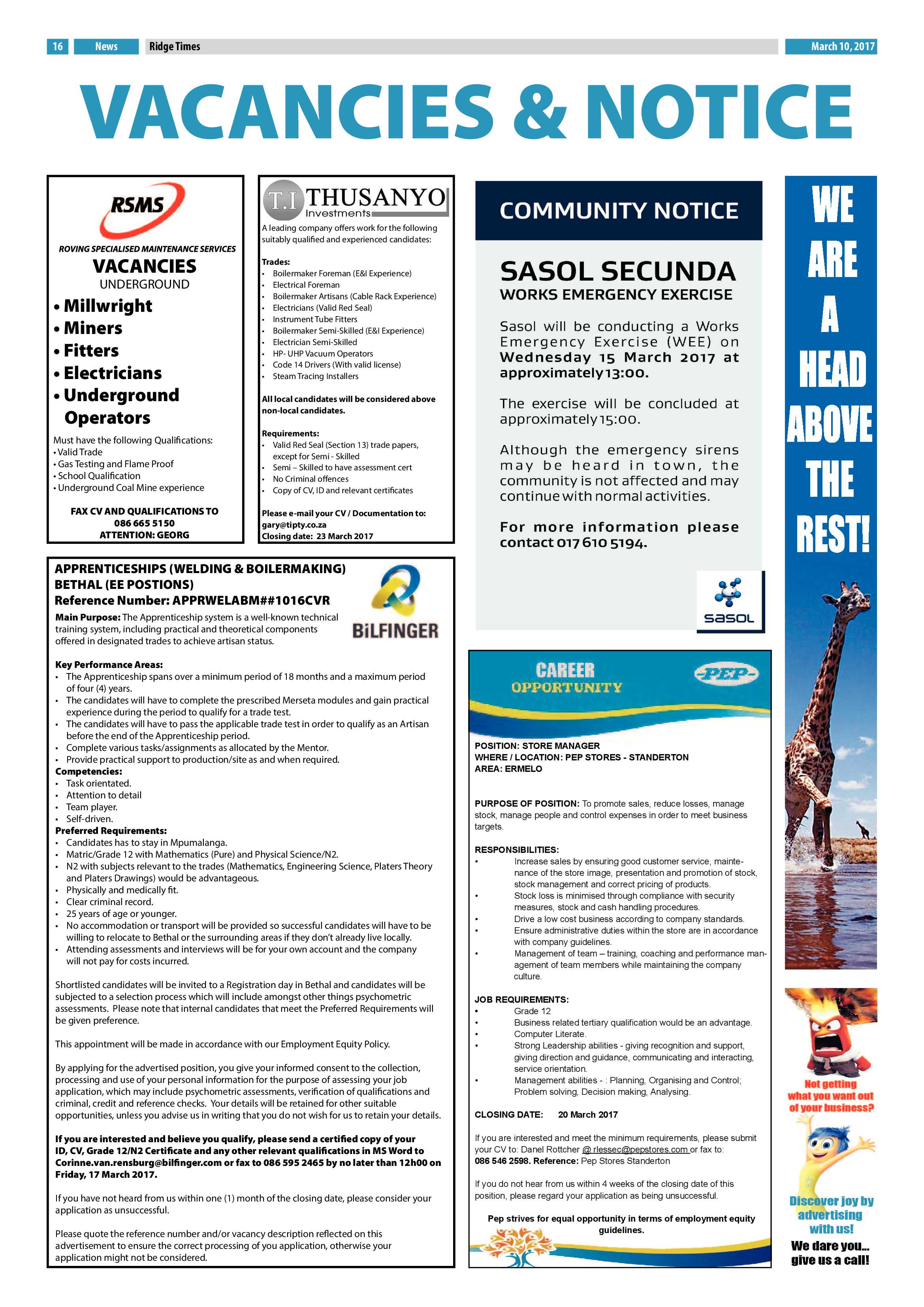 Ridge Times, 10 March 2017 page 16