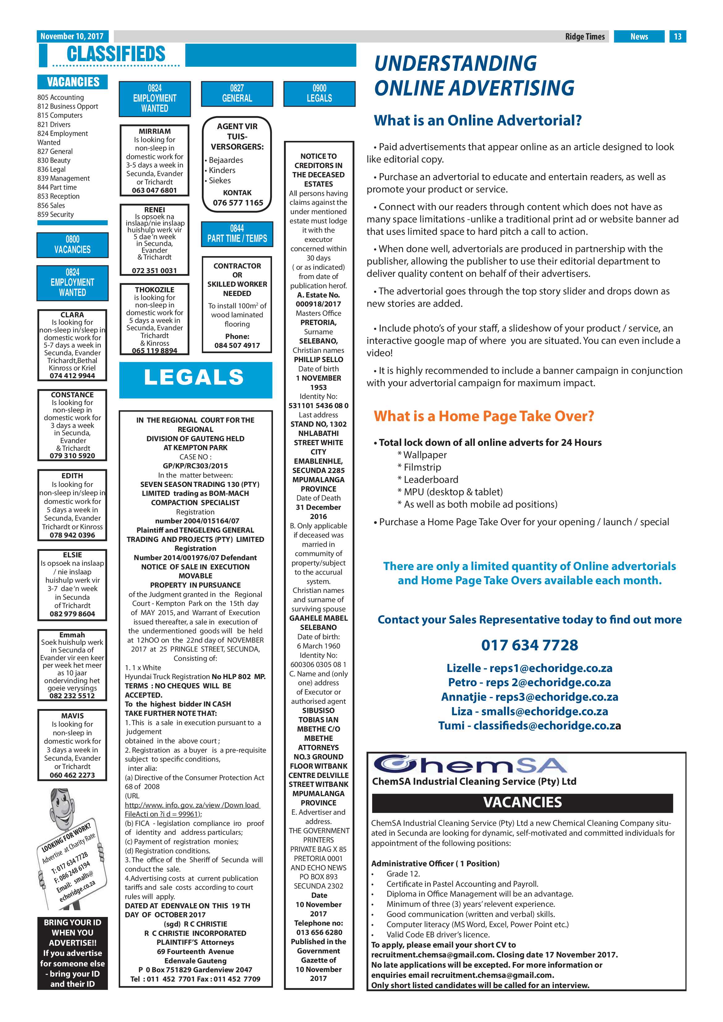 Ridge Times, 10 November 2017 page 13