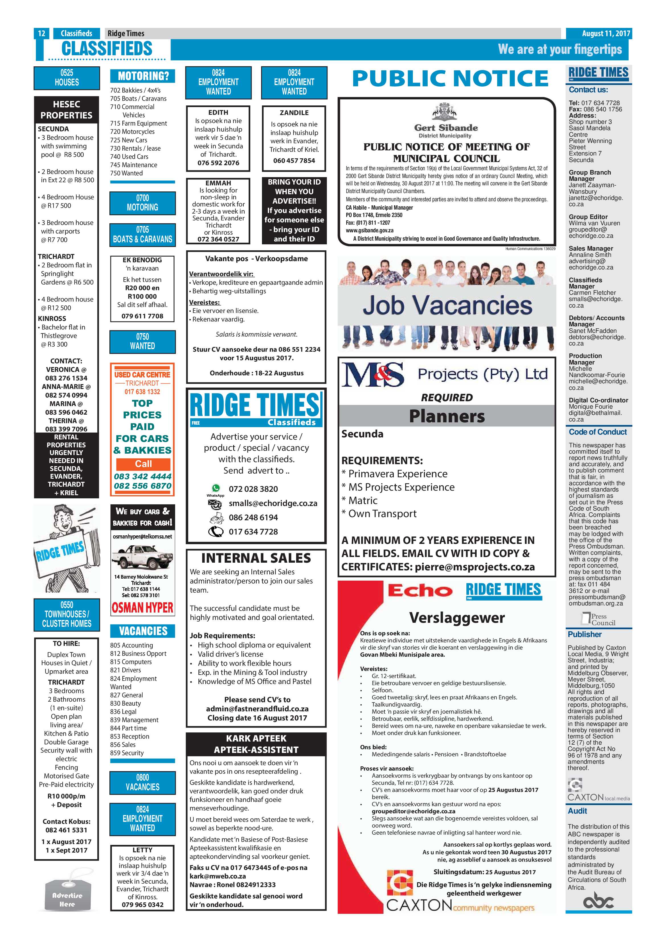 Ridge Times, 11 August 2017 page 12