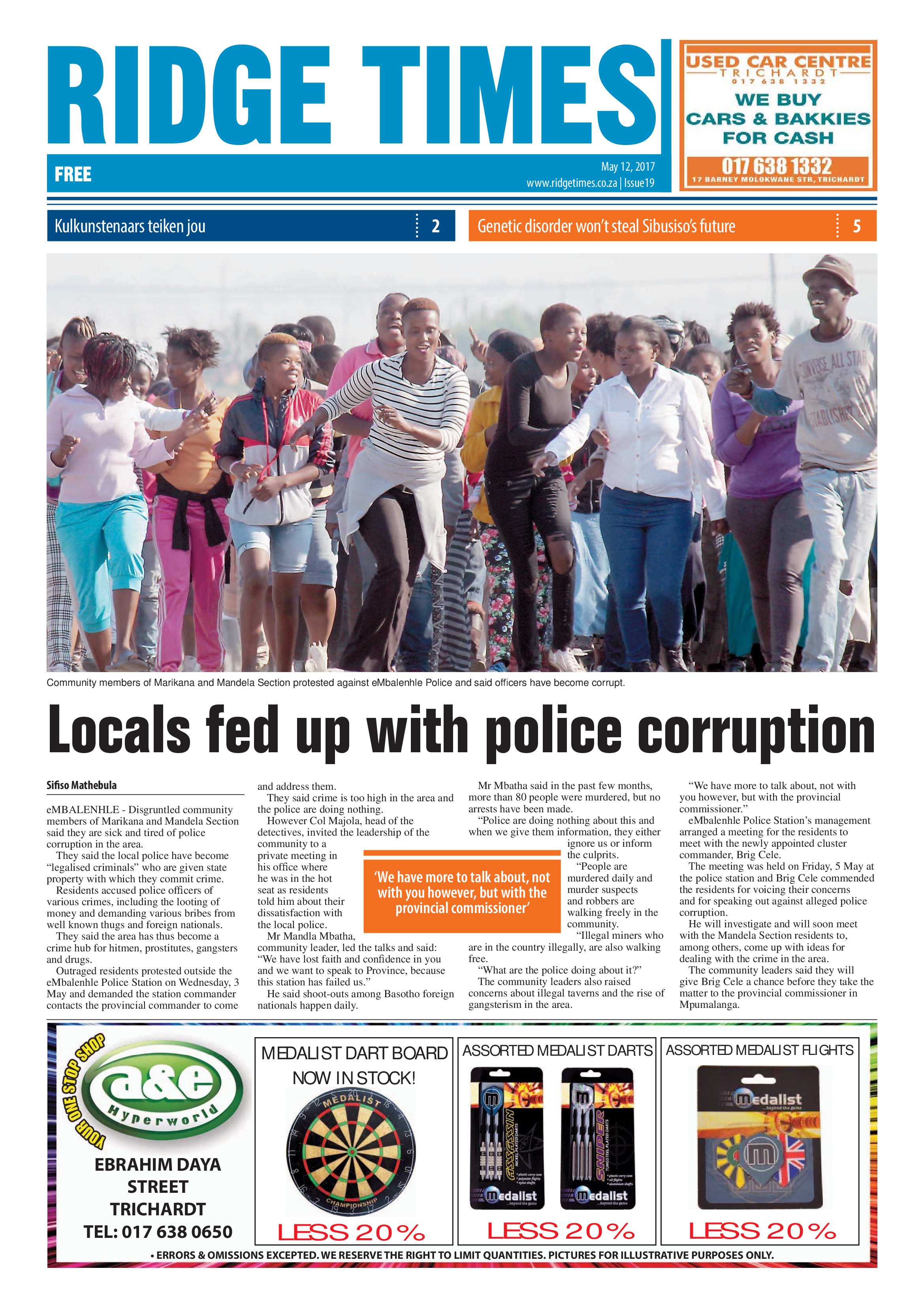 Ridge Times, 12 May 2017 page 1