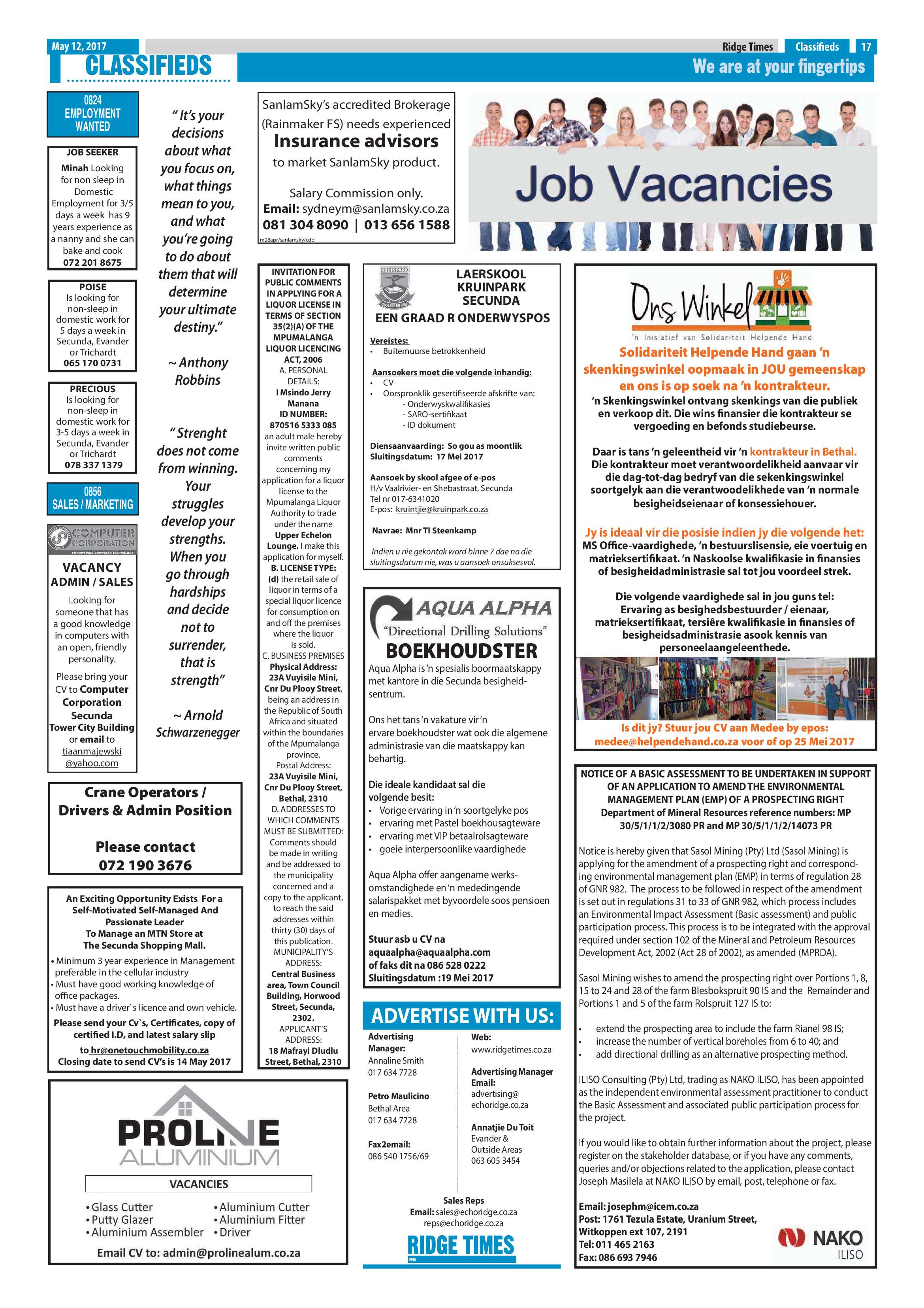 Ridge Times, 12 May 2017 page 17