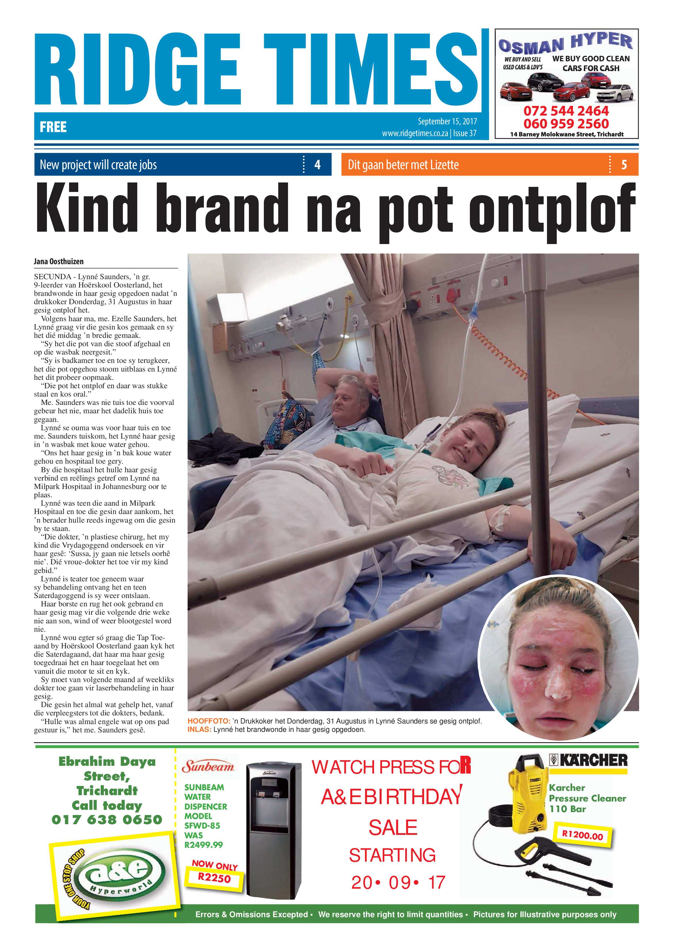 Ridge Times, 15 September 2017 page 1