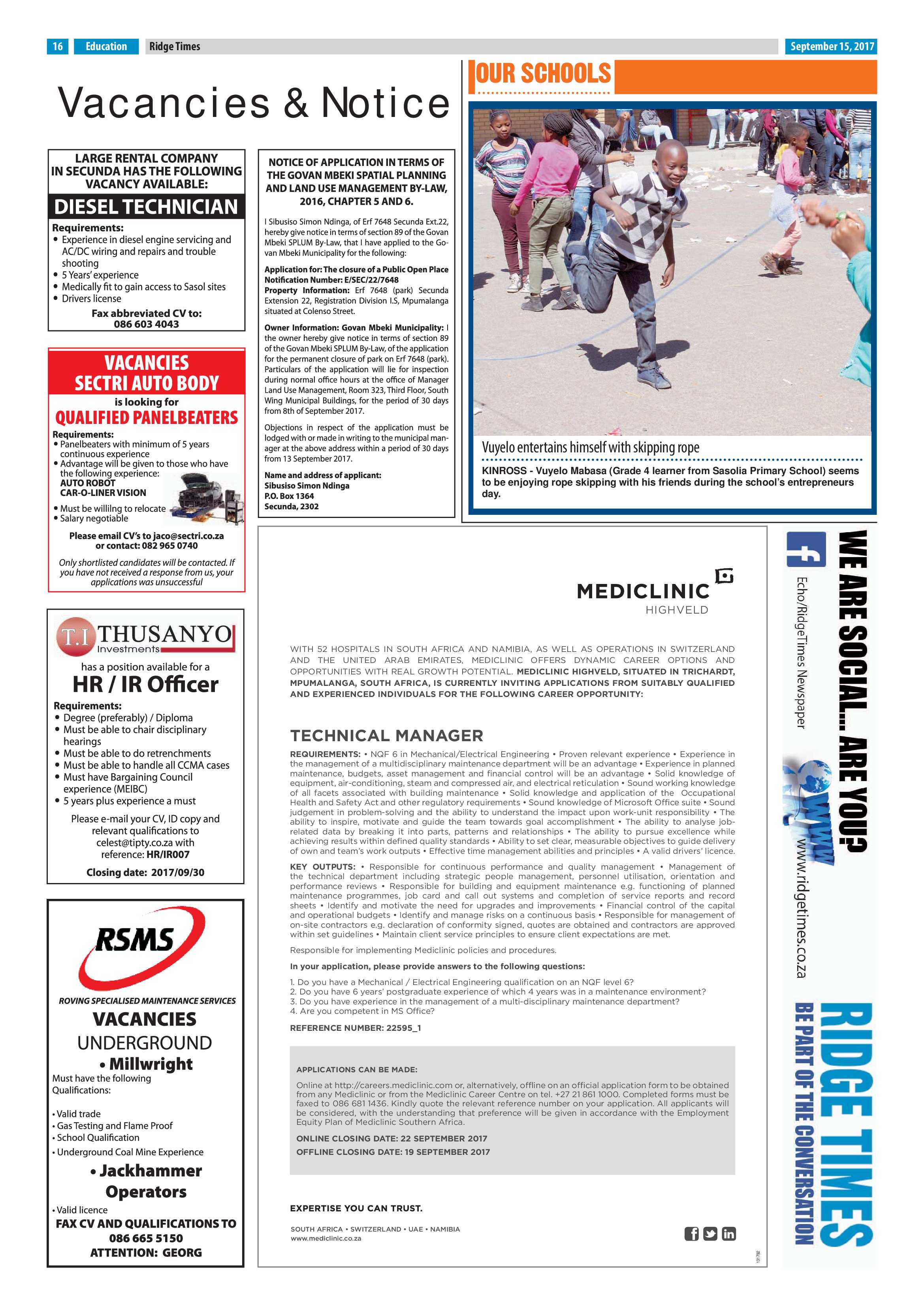 Ridge Times, 15 September 2017 page 16