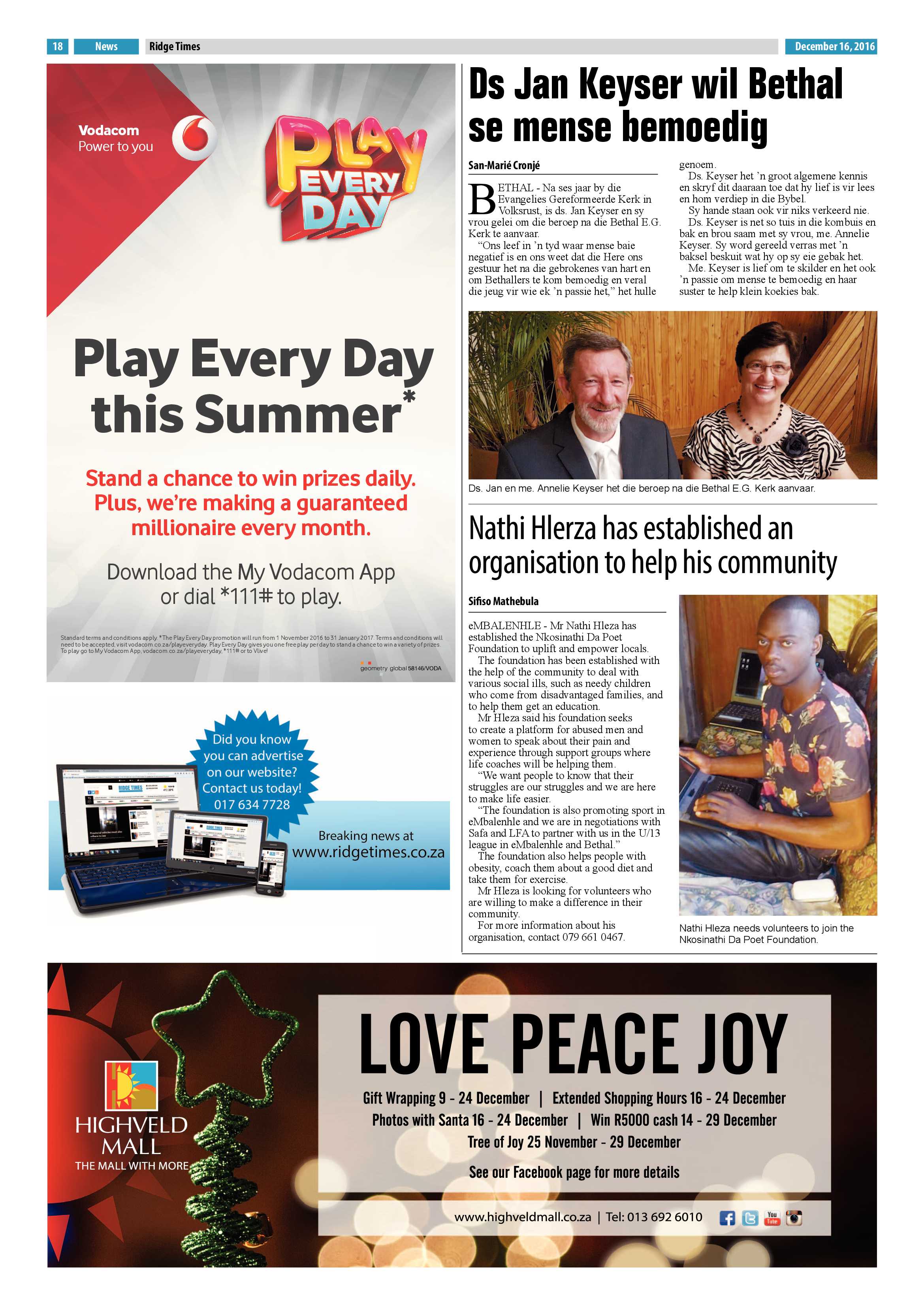 Ridge Times, 16 December 2016 page 18