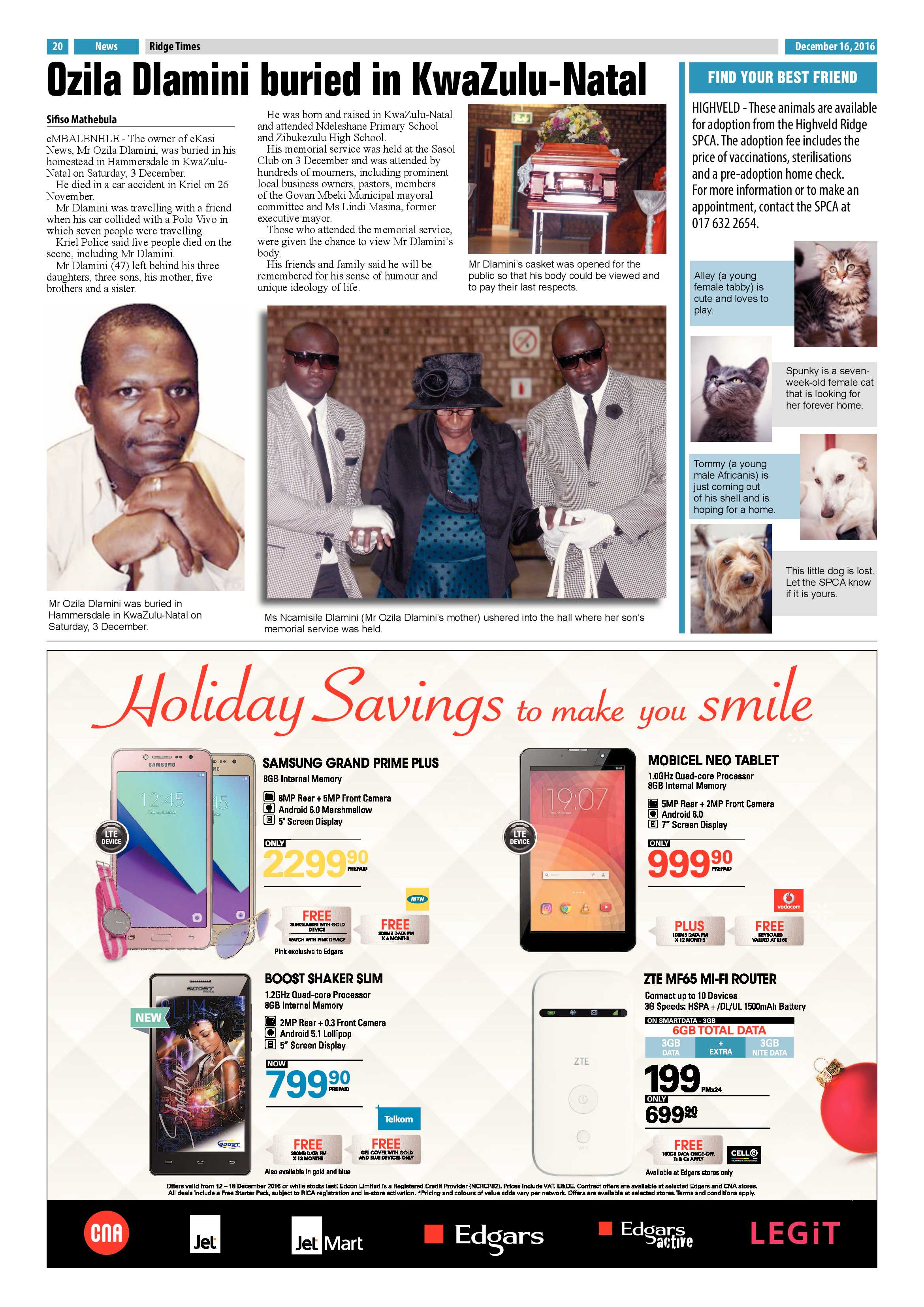Ridge Times, 16 December 2016 page 20