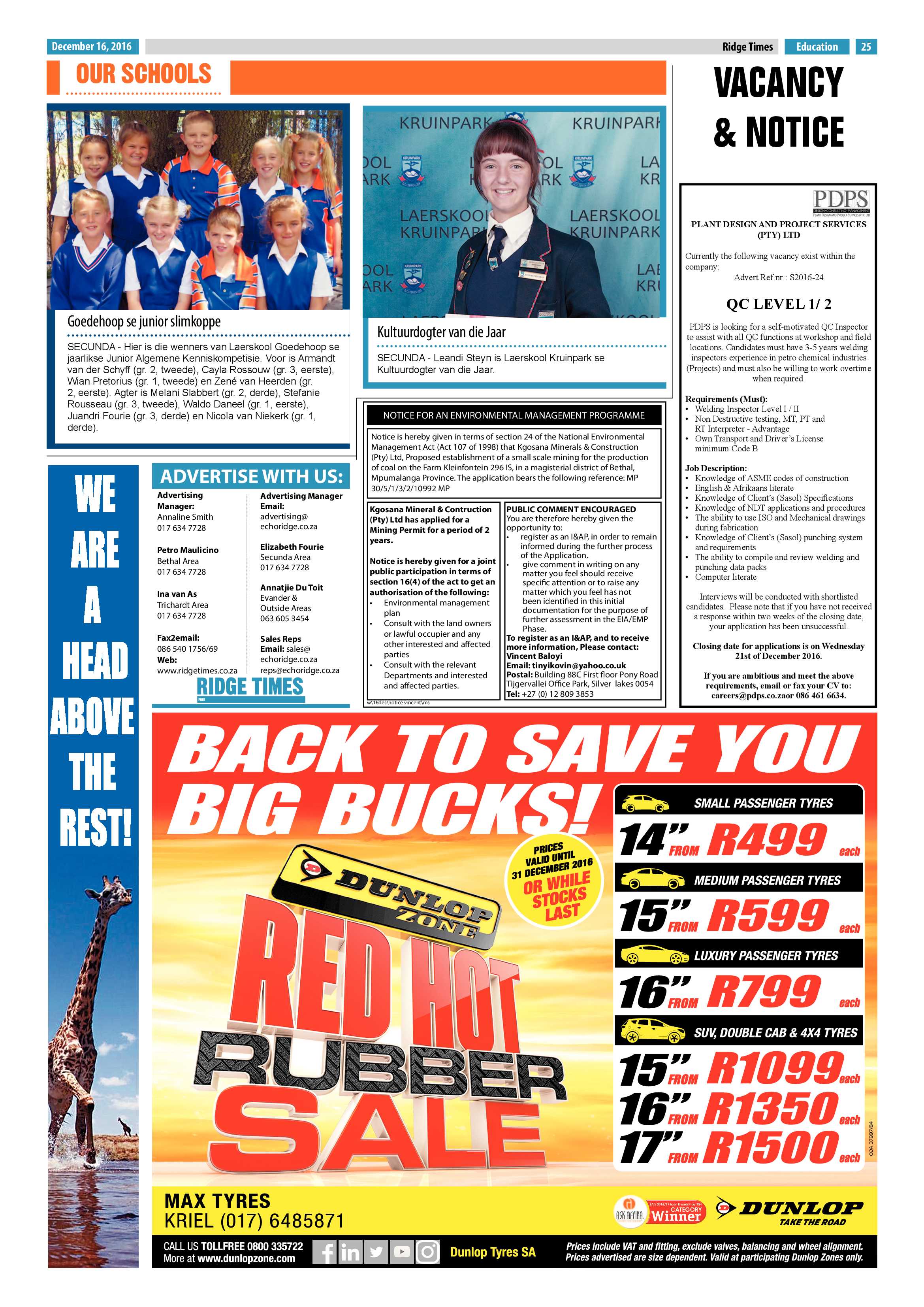 Ridge Times, 16 December 2016 page 25