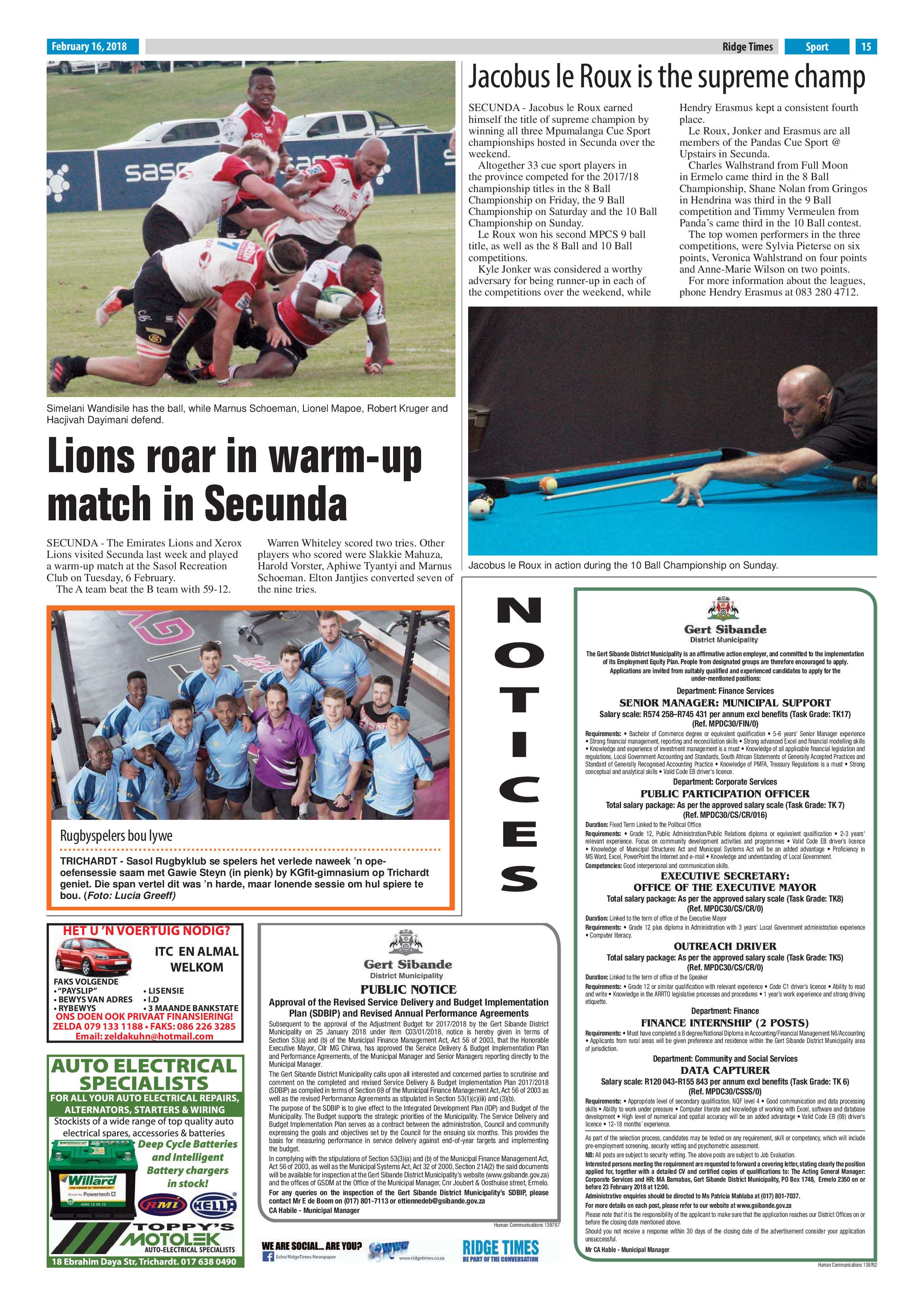 Ridge Times, 16 February 2018 page 15