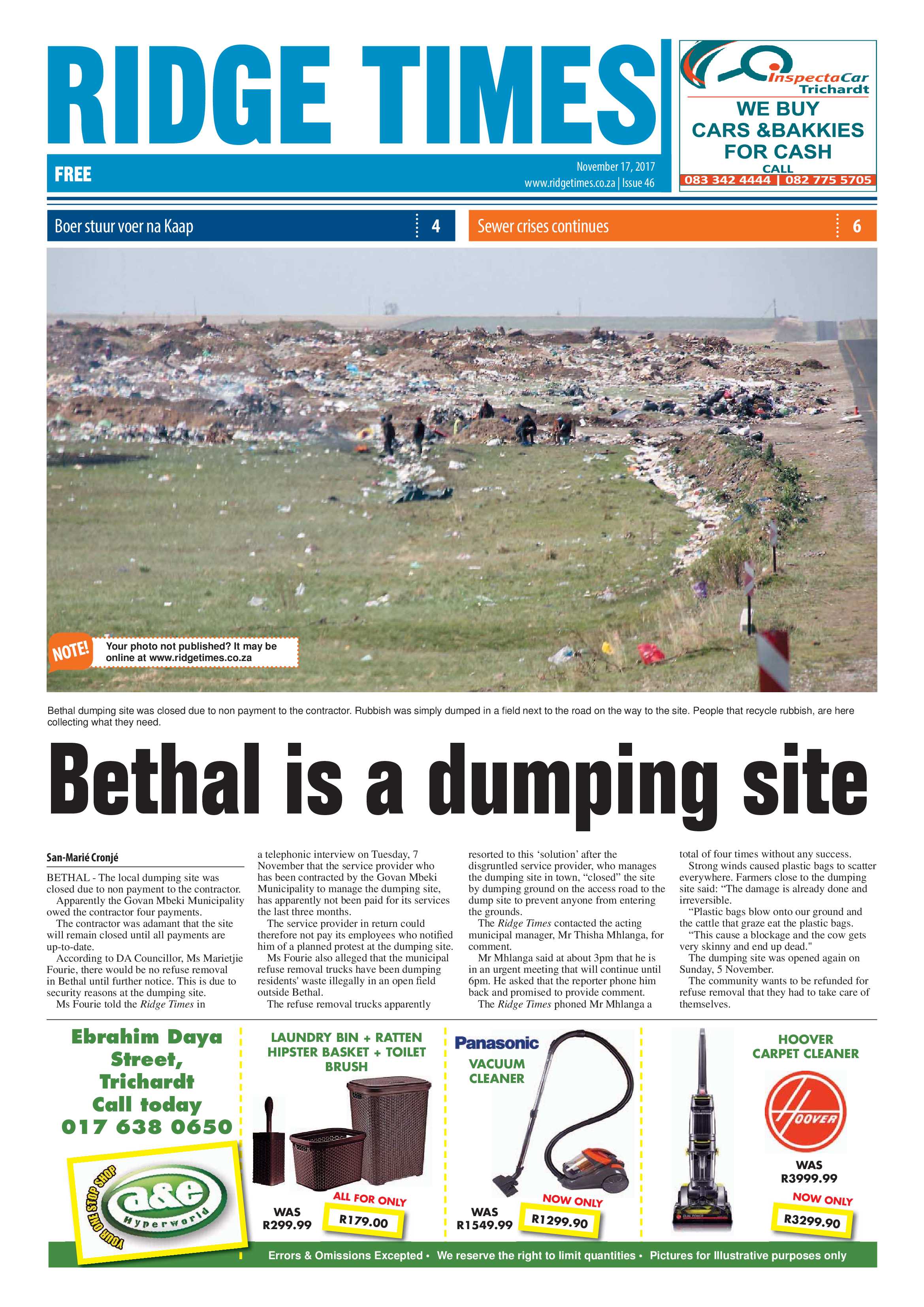 Ridge Times, 17 November 2017 page 1