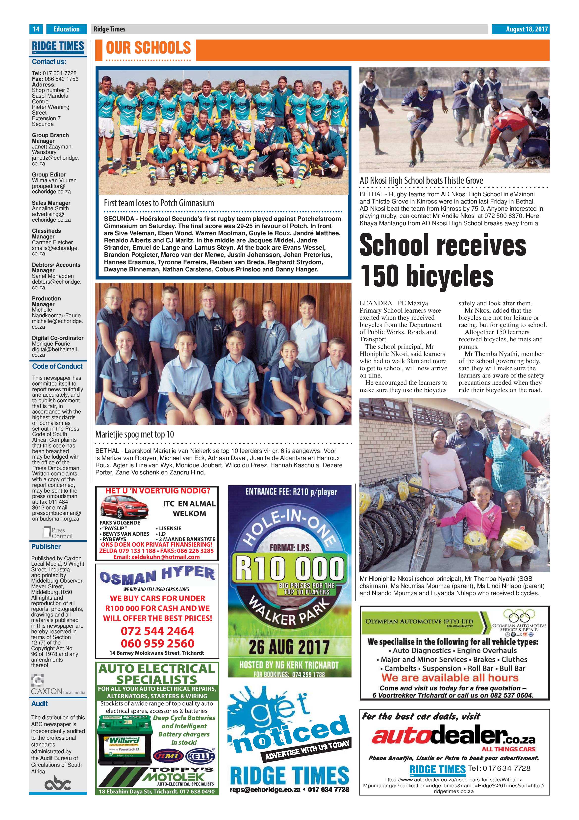 Ridge Times, 18 August 2017 page 14