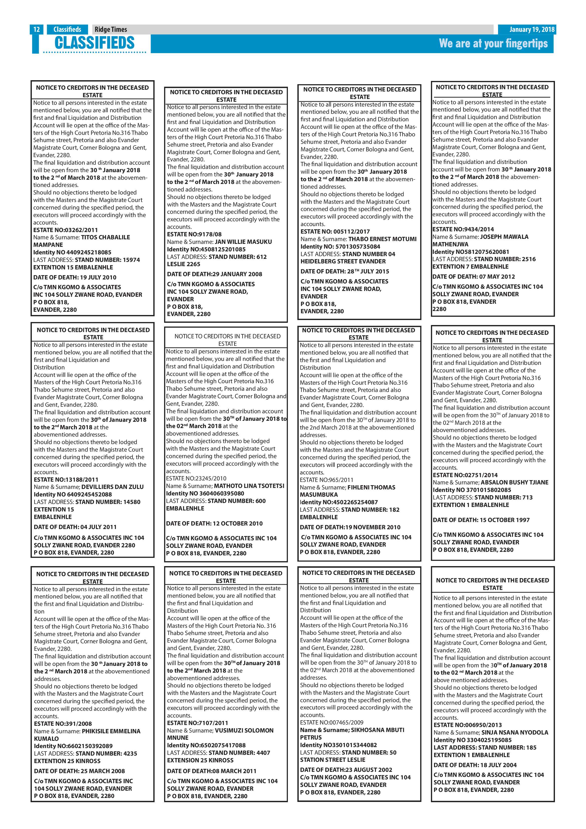 Ridge Times, 19 January 2018 page 12