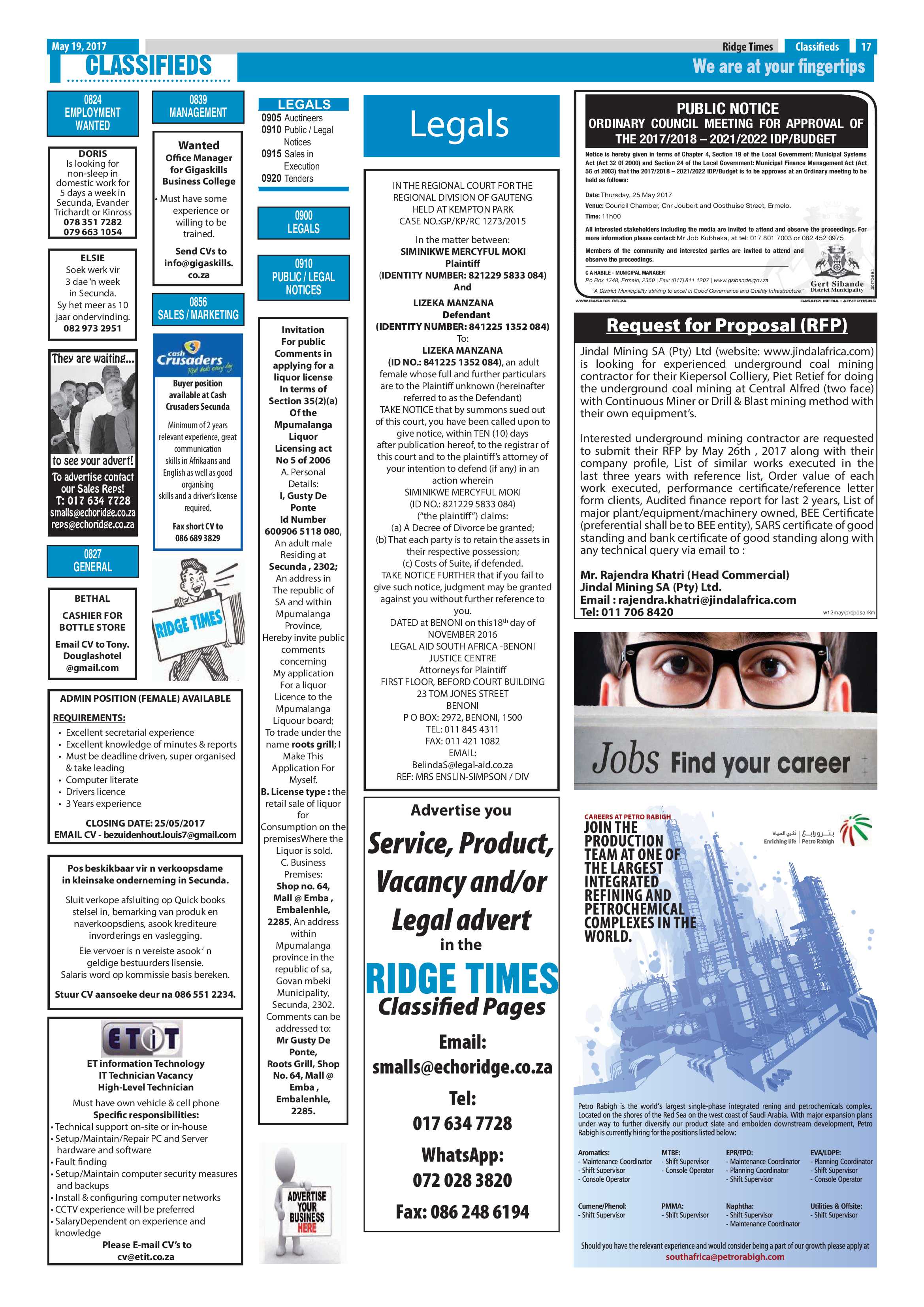 Ridge Times, 19 May 2017 page 17