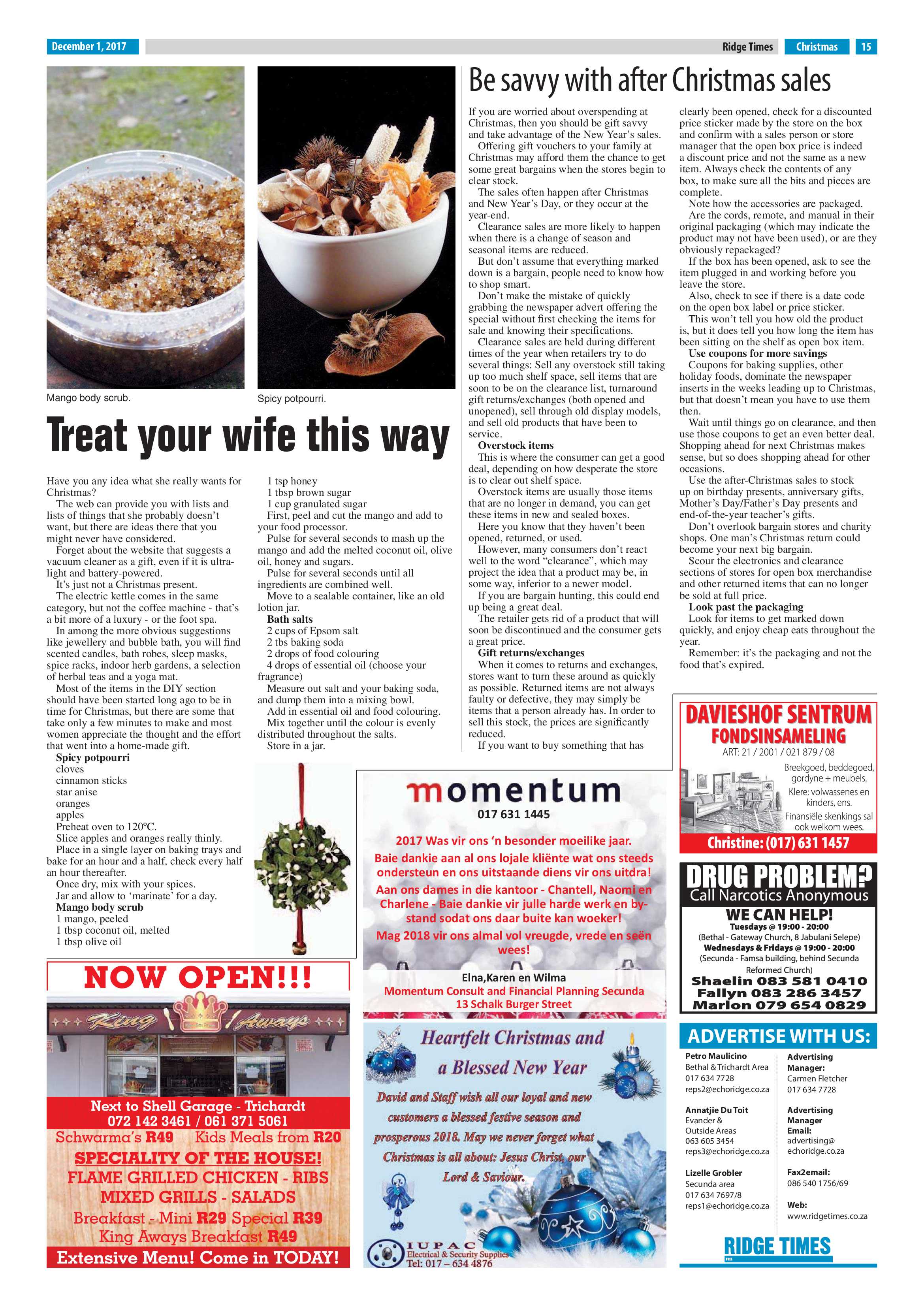 Ridge Times, 1 December 2017 page 15