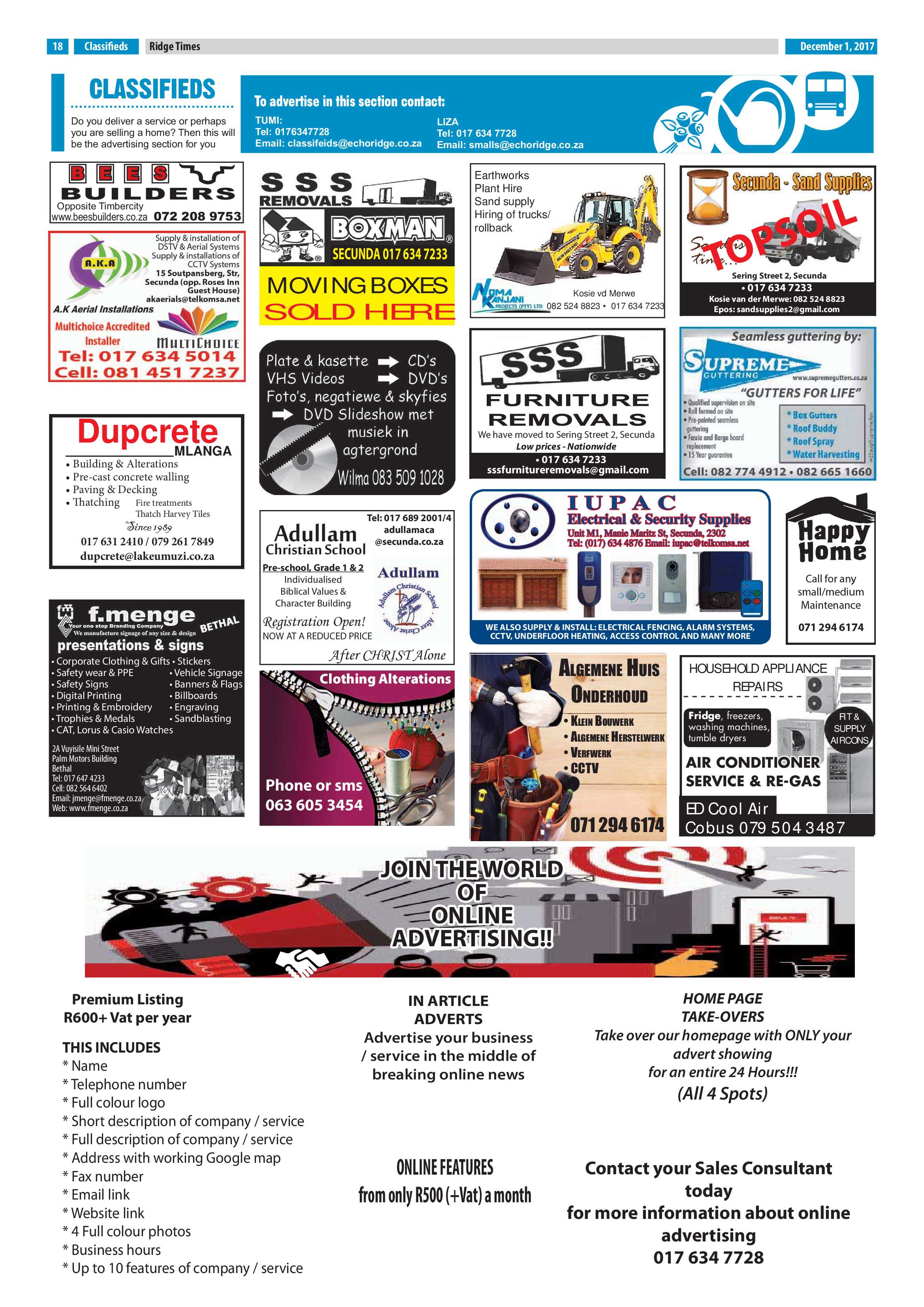 Ridge Times, 1 December 2017 page 18