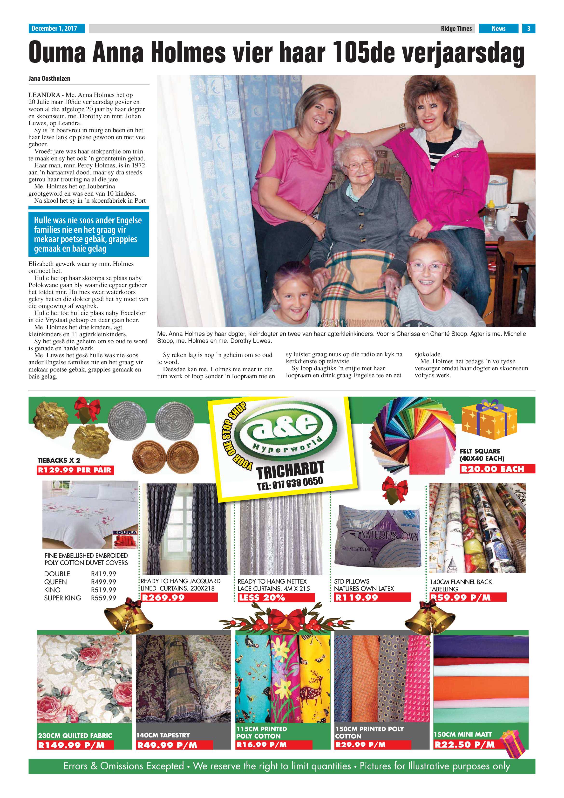 Ridge Times, 1 December 2017 page 3