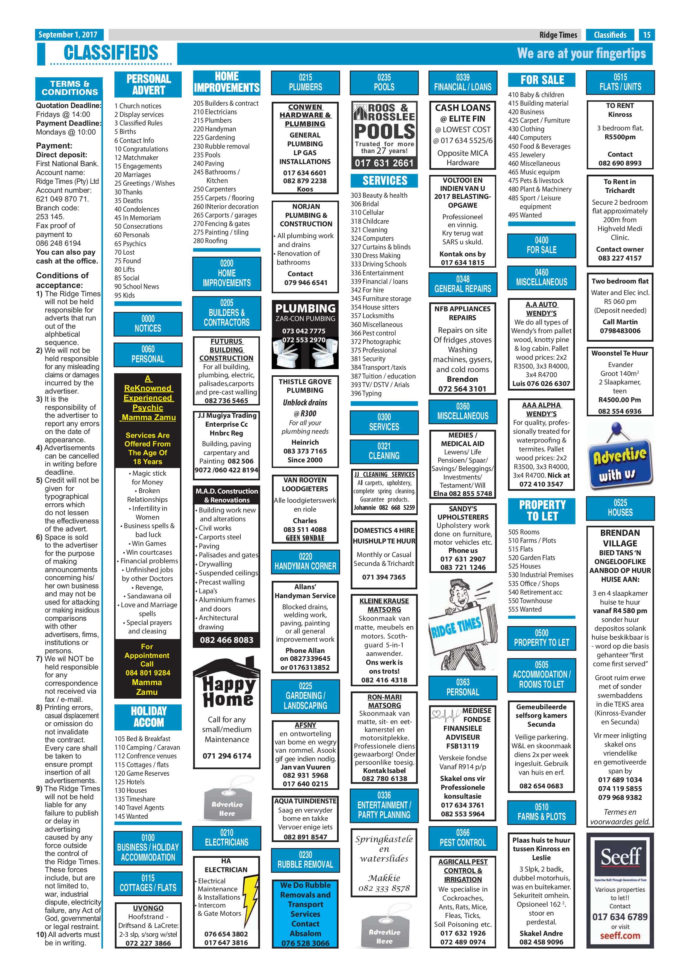 Ridge Times, 1 September 2017 page 15