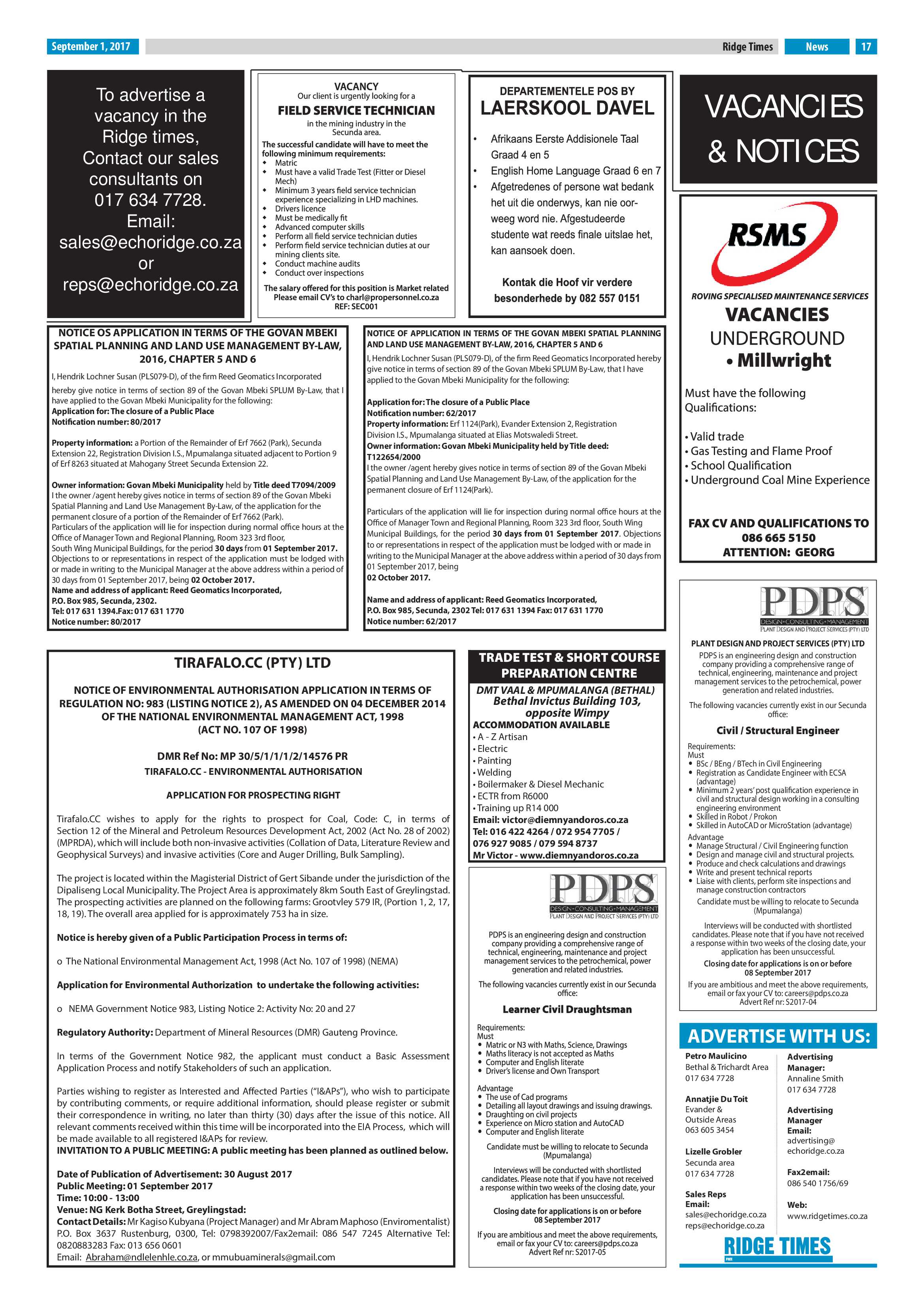 Ridge Times, 1 September 2017 page 17
