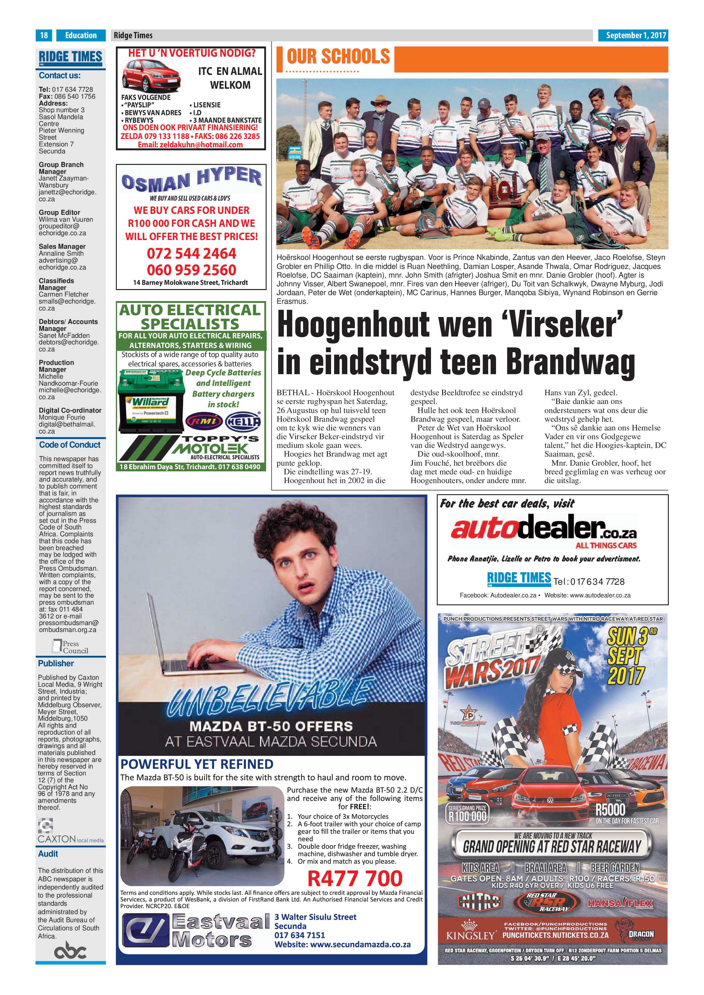 Ridge Times, 1 September 2017 page 18