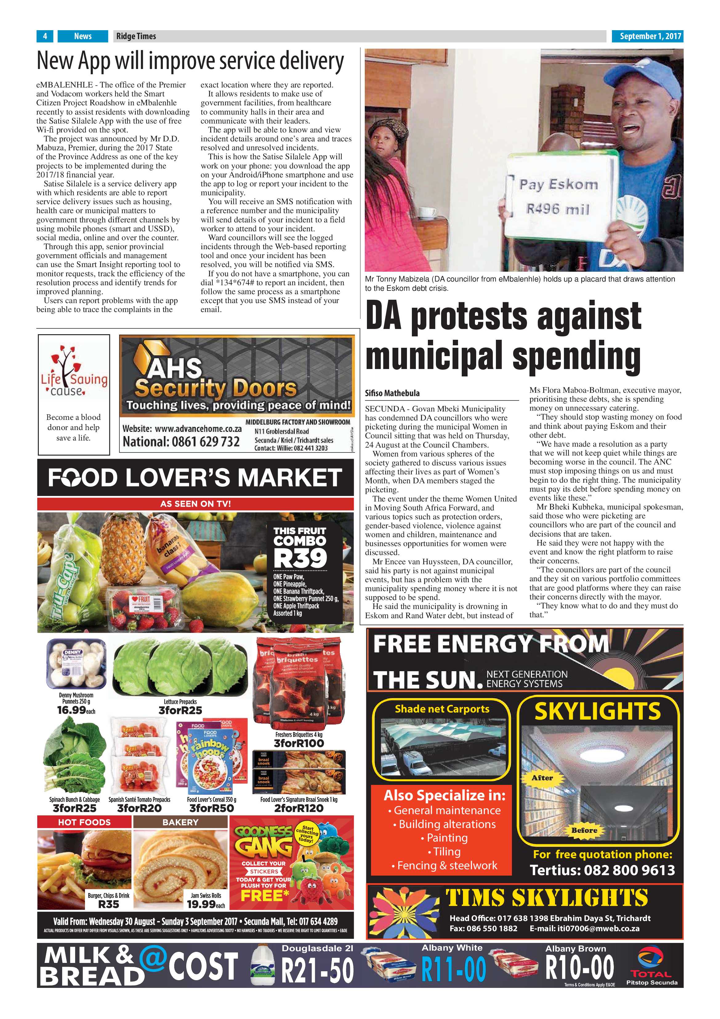 Ridge Times, 1 September 2017 page 4