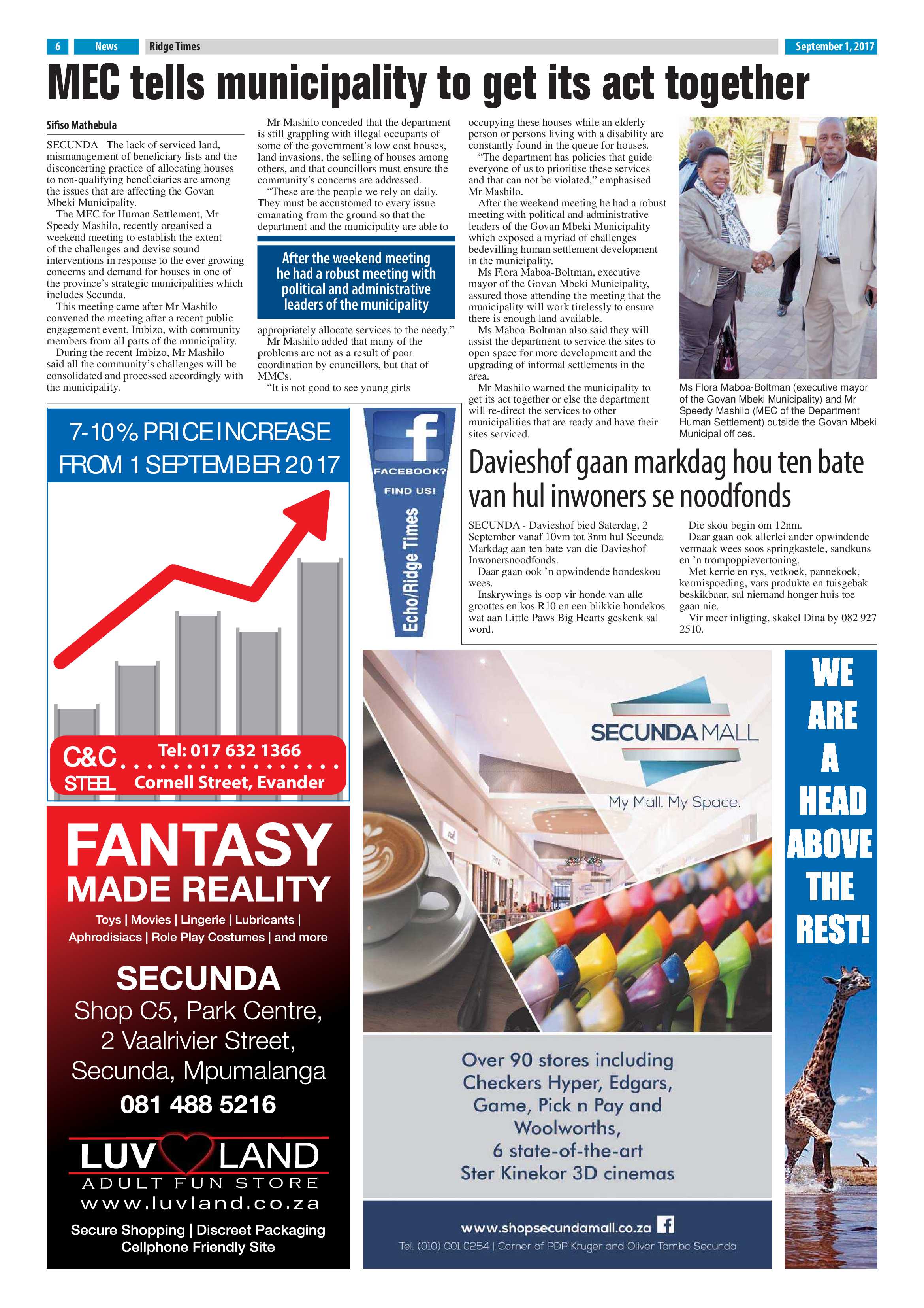 Ridge Times, 1 September 2017 page 6
