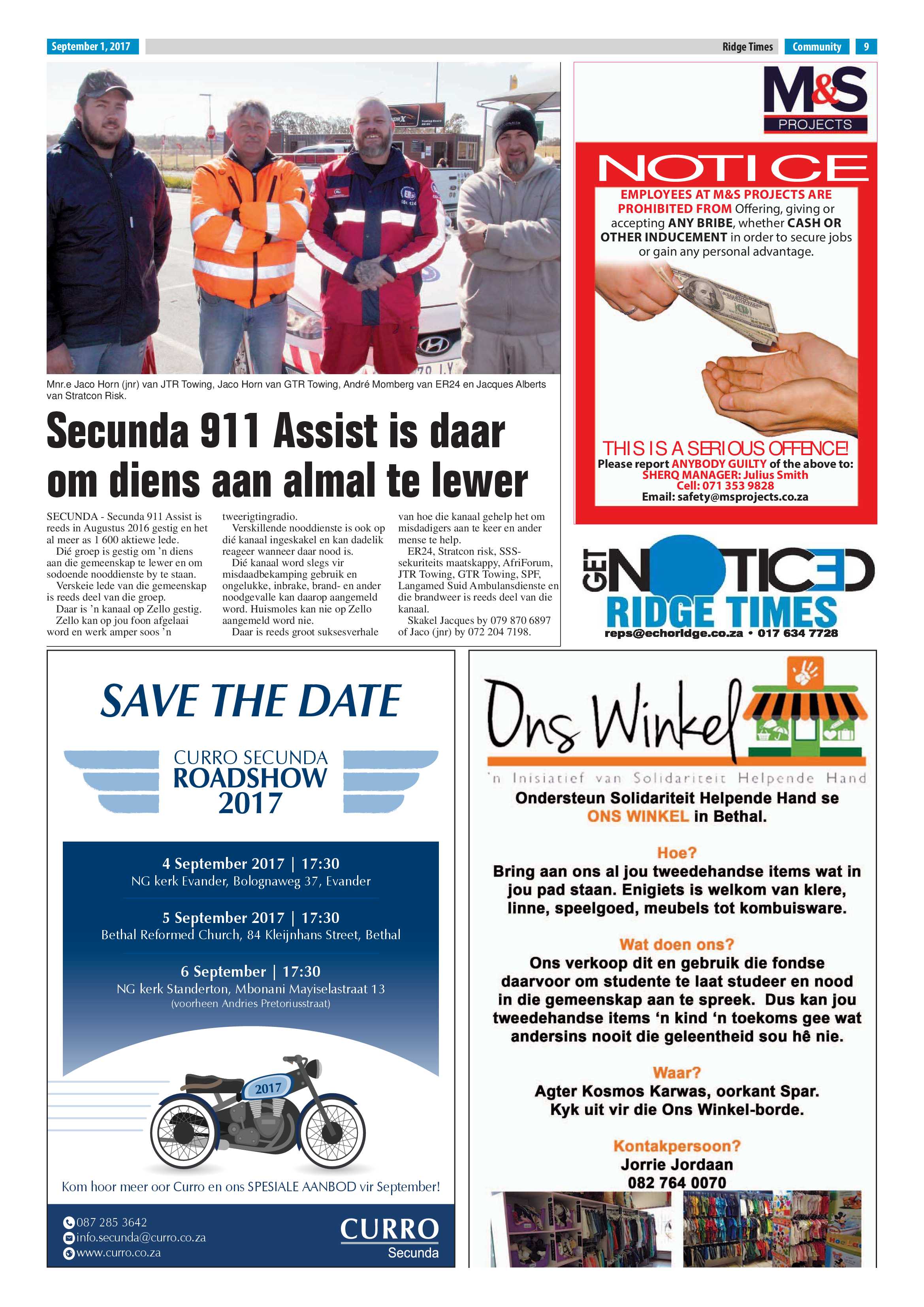 Ridge Times, 1 September 2017 page 9