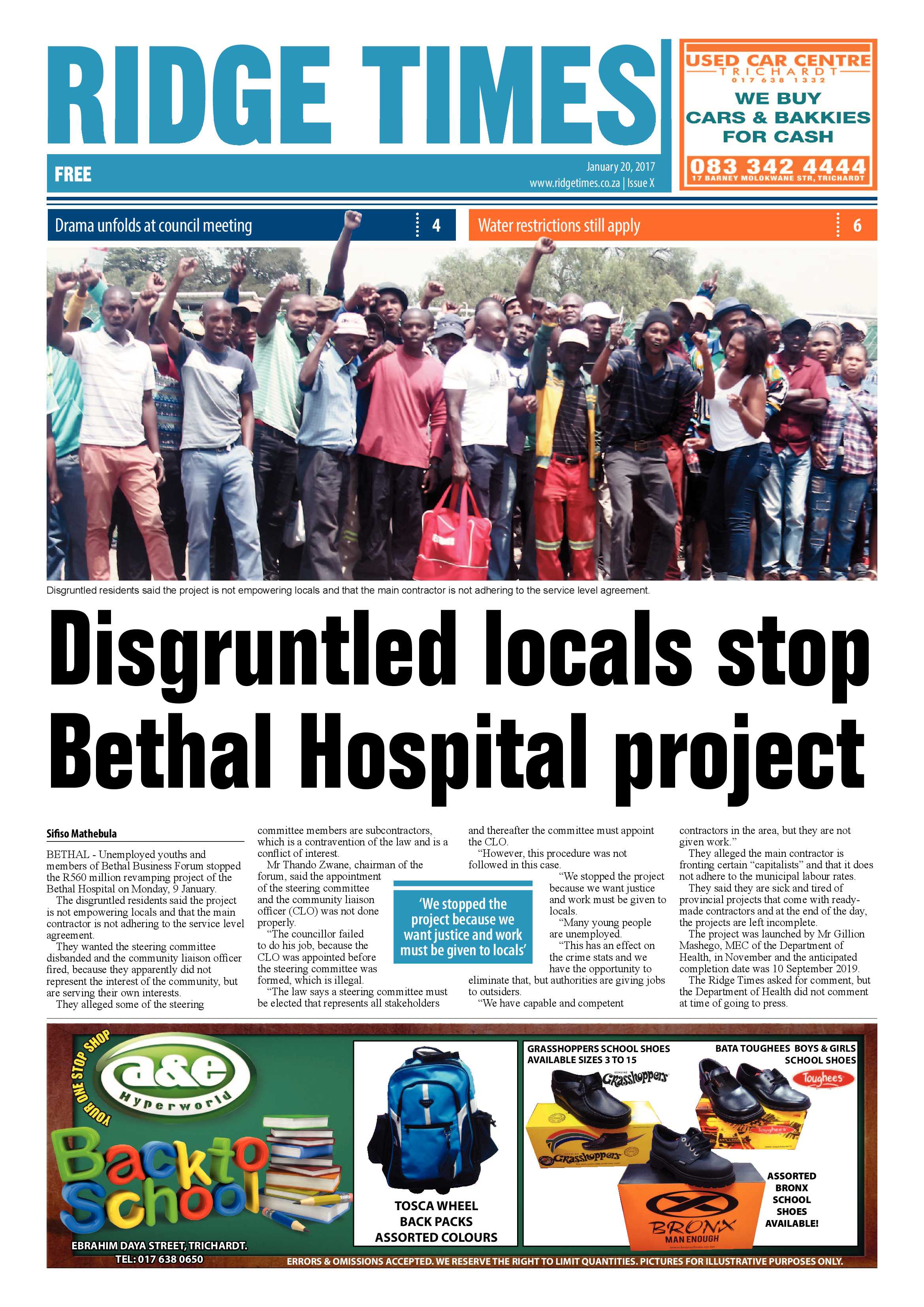Ridge Times, 20 January 2017 page 1