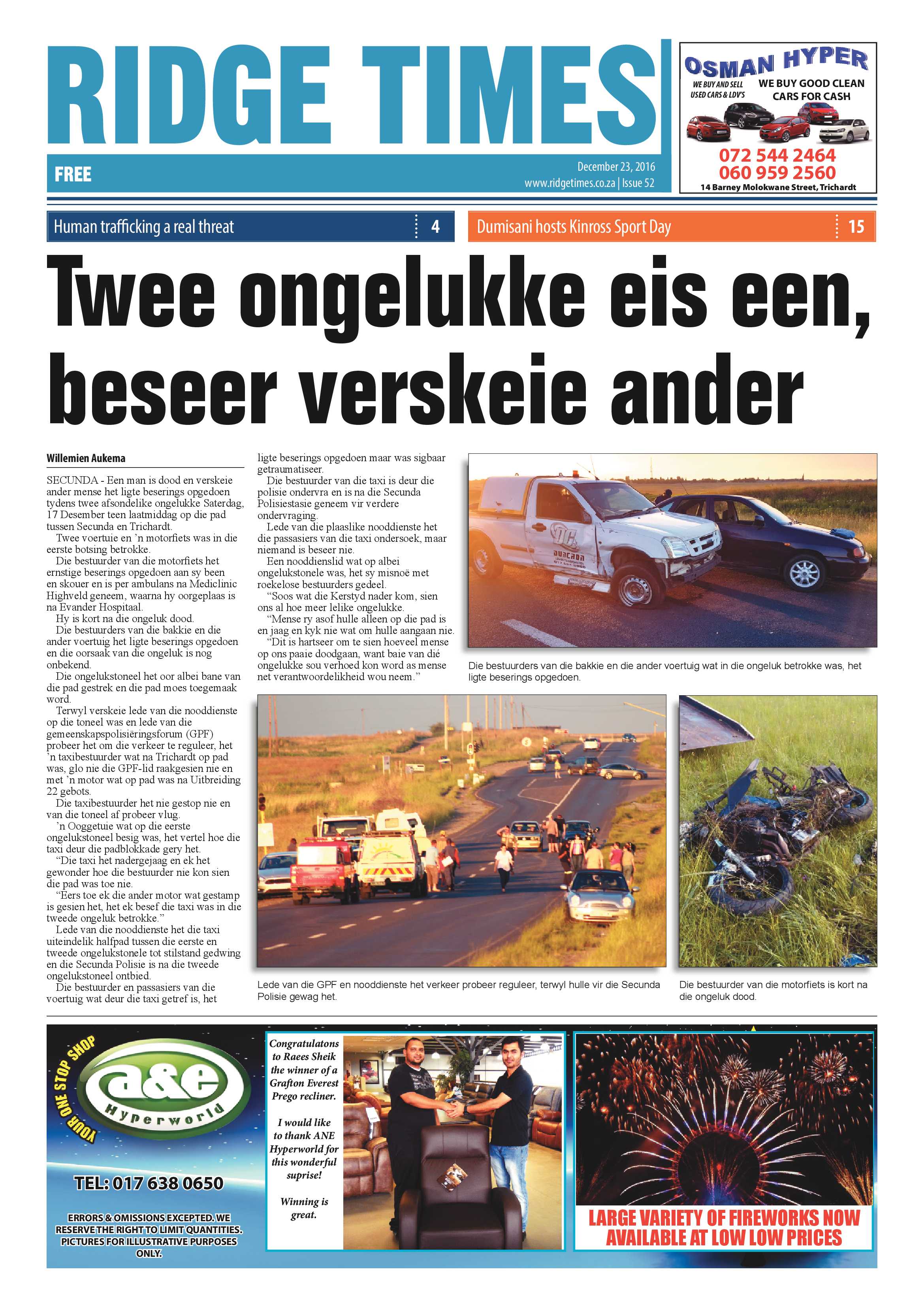 Ridge Times, 23 December 2016 page 1