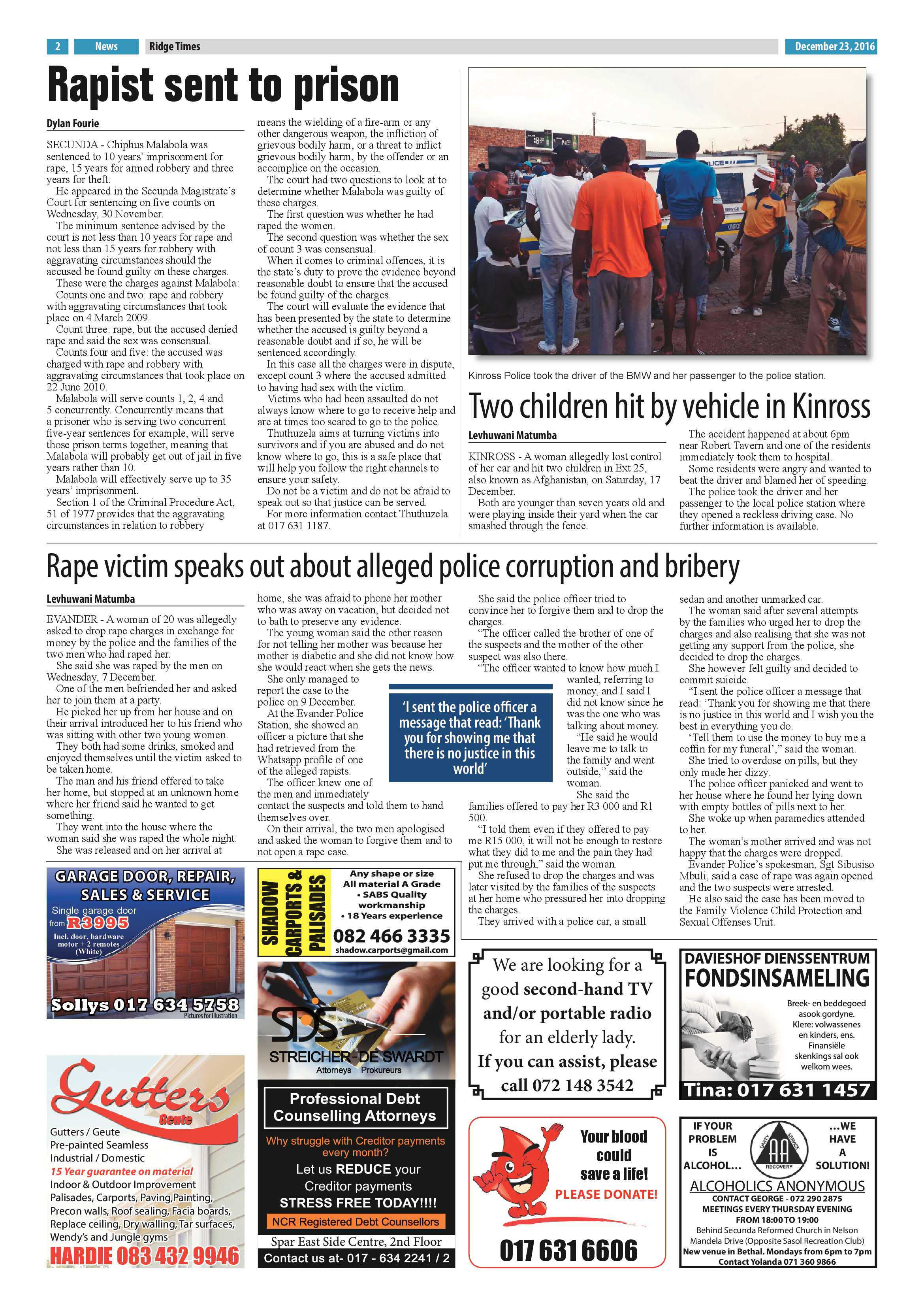 Ridge Times, 23 December 2016 page 2