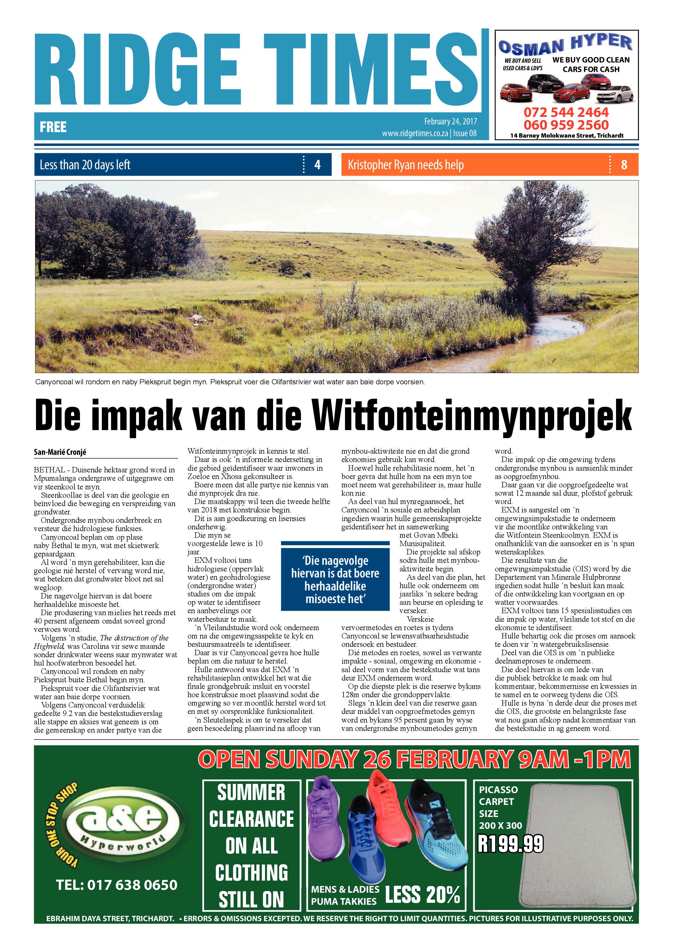 Ridge Times, 24 February 2017 page 1