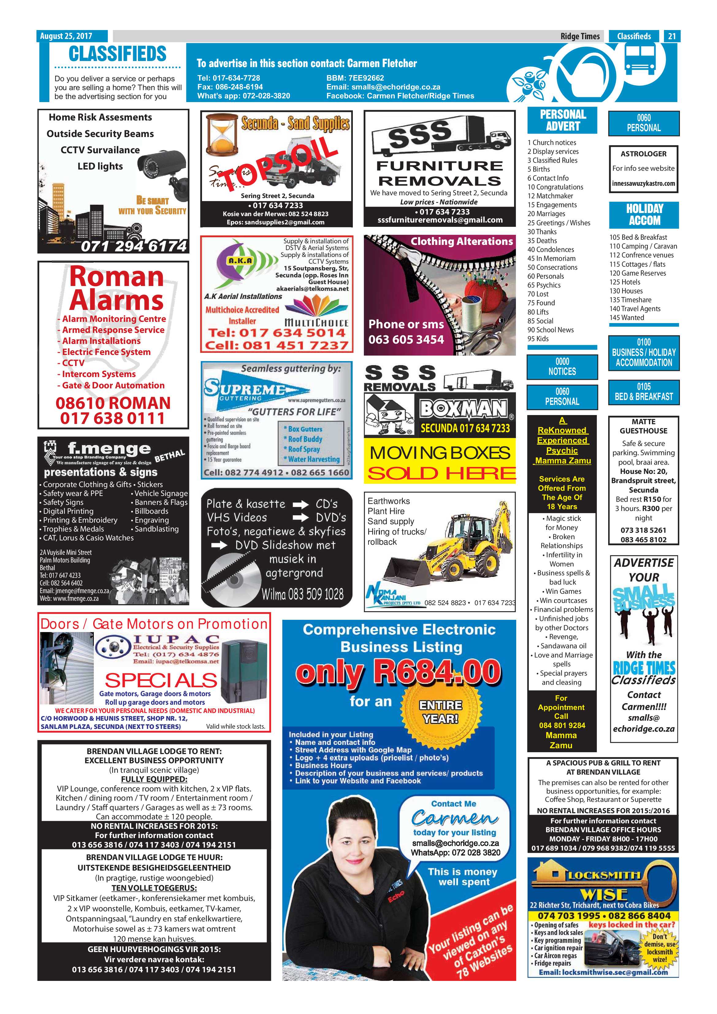 Ridge Times, 25 August 2017 page 21